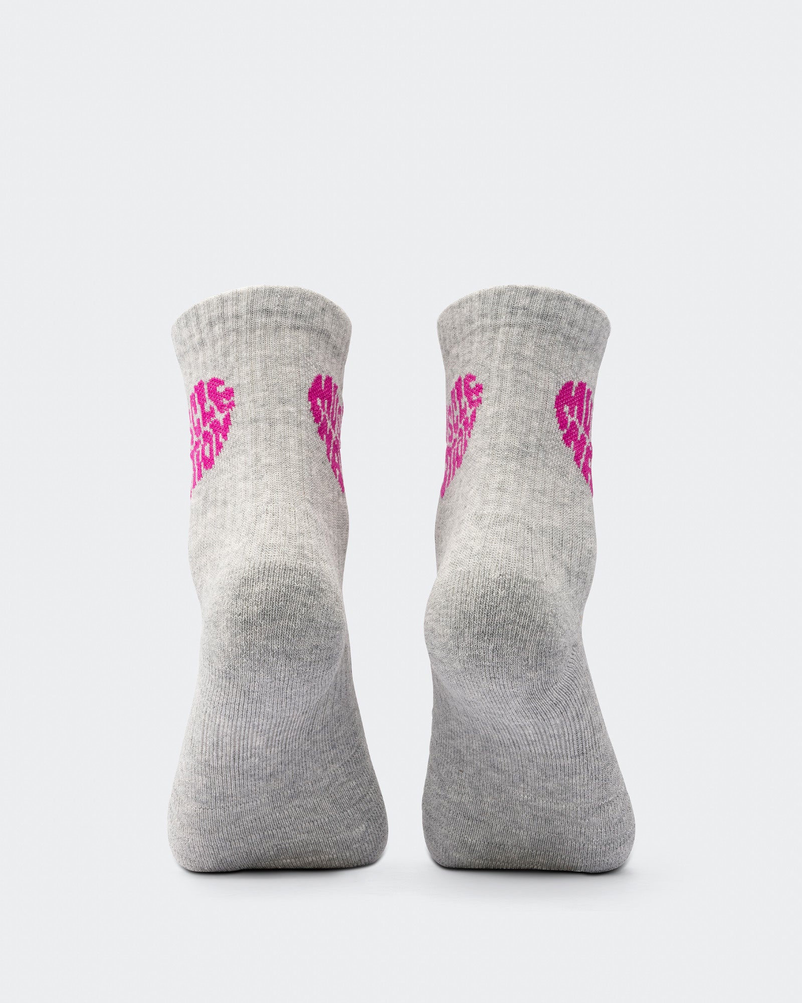 Womens Heart Crew Sock (2X Pack) - White / Grey Marl-Socks-ACC1125234WHTGMRL-MNAPPRL47937-5-Muscle Nation