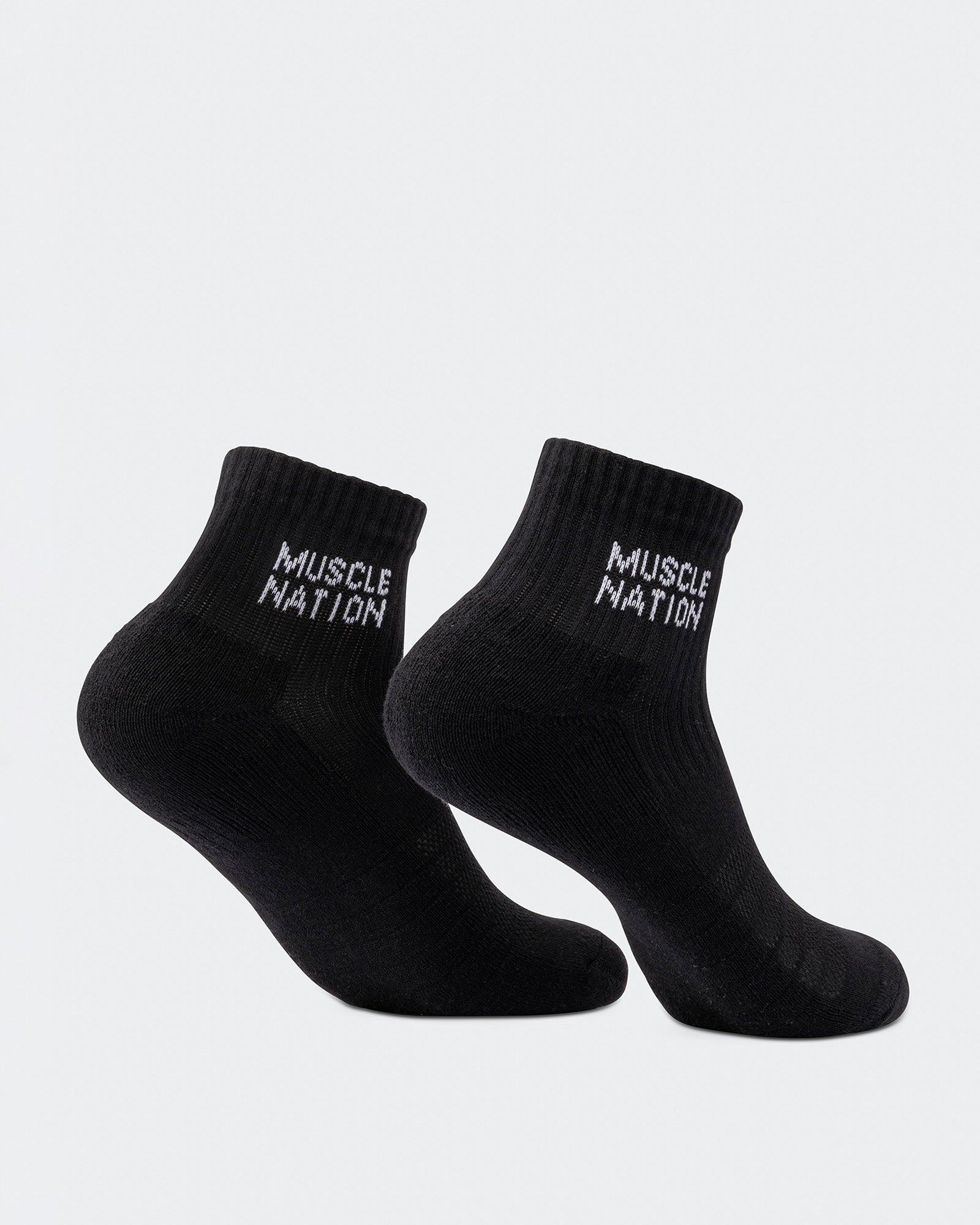 Womens 1/4 Crew Sock (2X Pack) - Black / White-Socks-ACC1125205BLKWHT-MNAPPRL47940-4-Muscle Nation