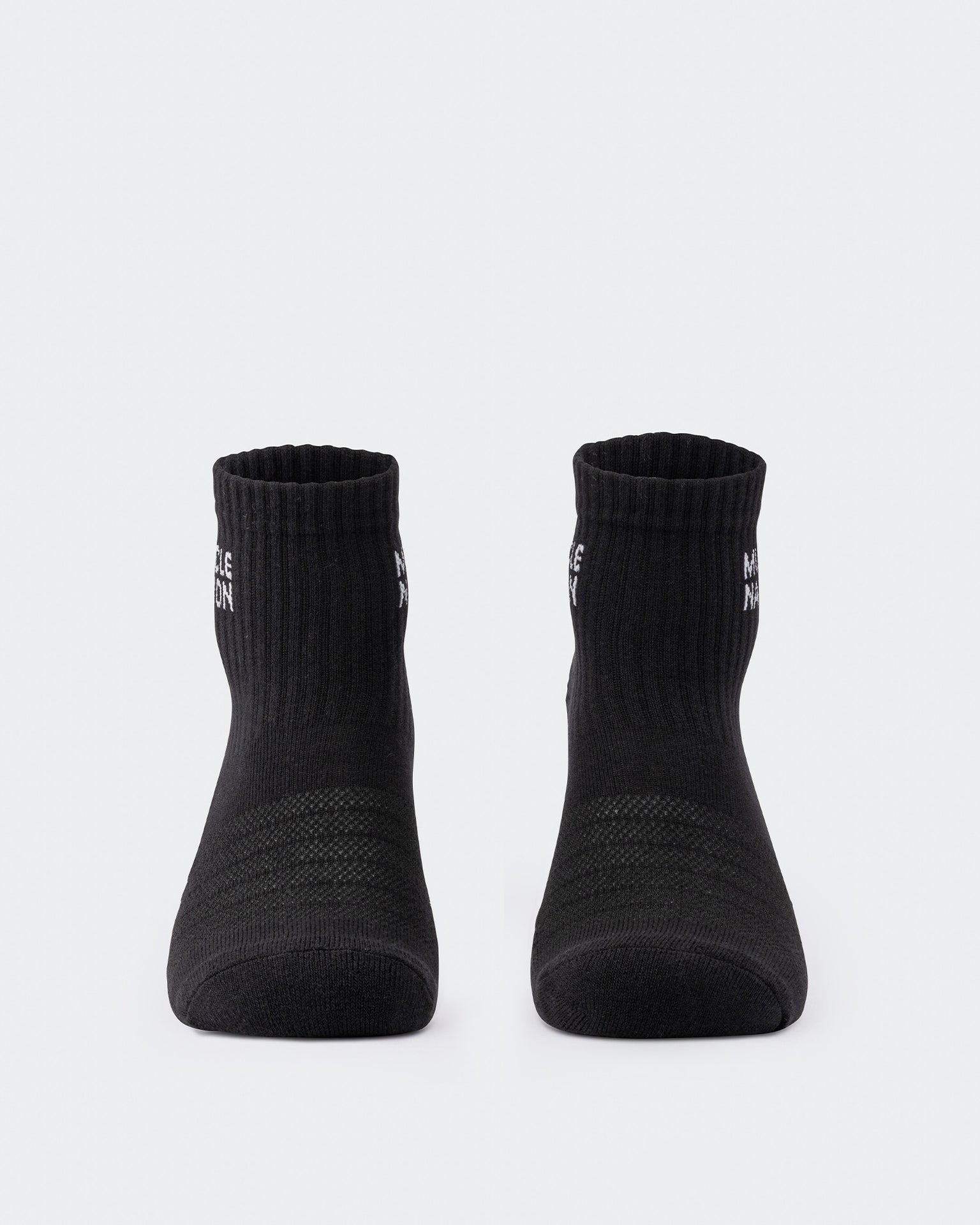 Womens 1/4 Crew Sock (2X Pack) - Black / White-Socks-ACC1125205BLKWHT-MNAPPRL47940-5-Muscle Nation