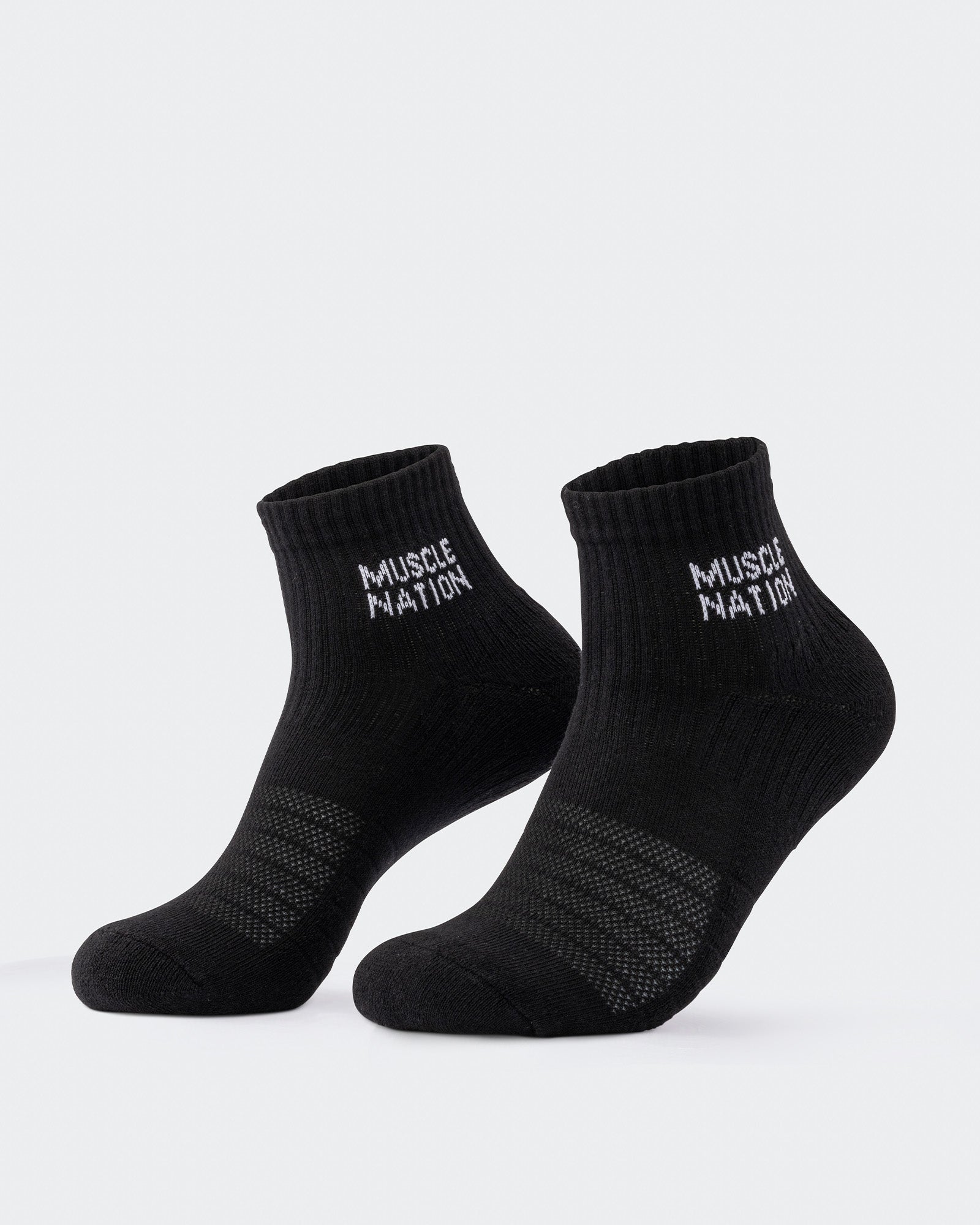 Womens 1/4 Crew Sock (2X Pack) - Black / White-Socks-ACC1125205BLKWHT-MNAPPRL47940-2-Muscle Nation