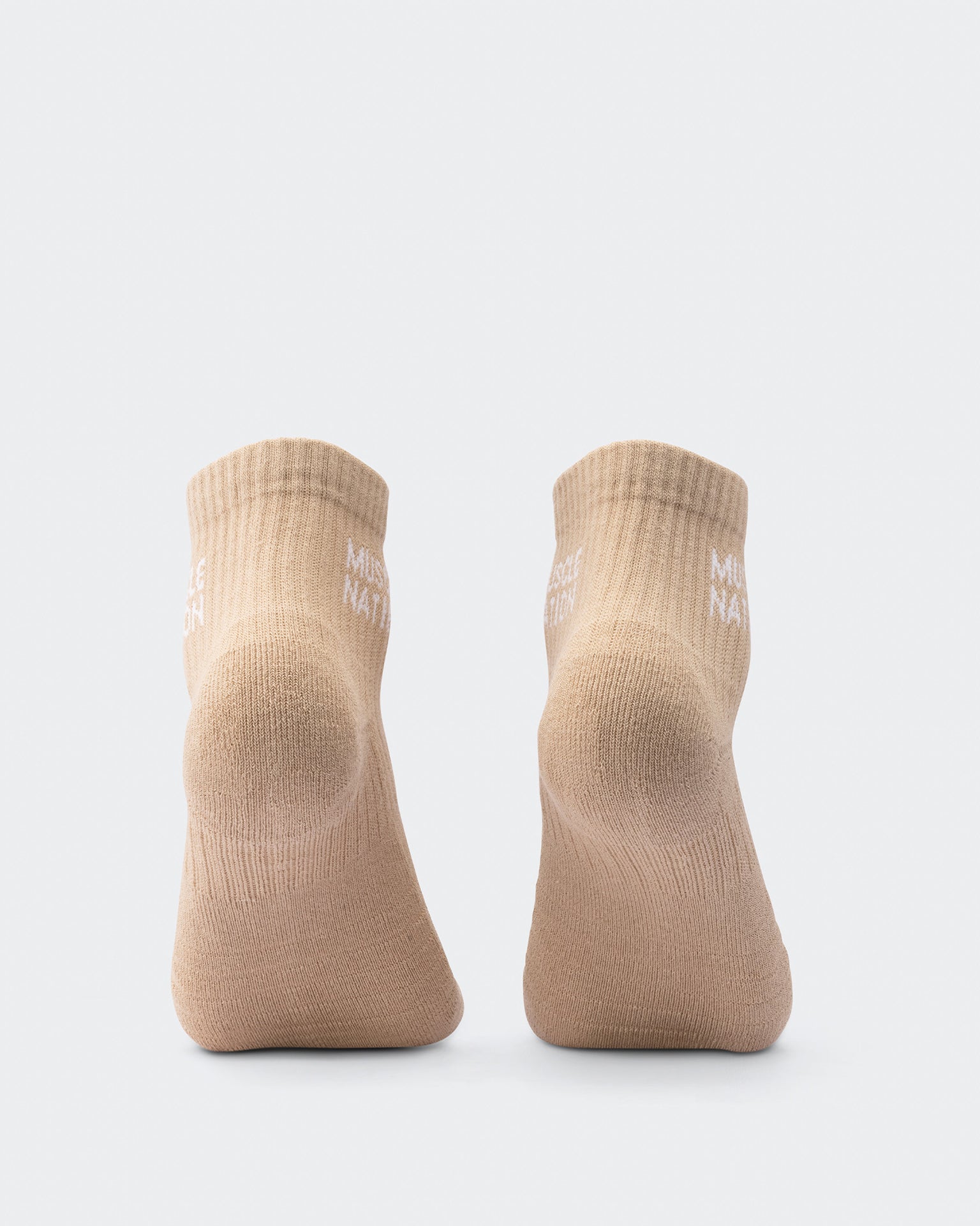 Womens 1/4 Crew Sock (2X Pack) - White / Stone-Socks-ACC1125205WHTSTN-MNAPPRL47939-5-Muscle Nation