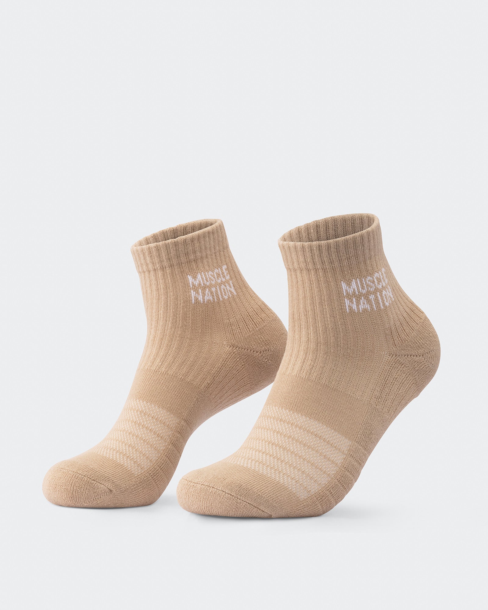 Womens 1/4 Crew Sock (2X Pack) - White / Stone-Socks-ACC1125205WHTSTN-MNAPPRL47939-2-Muscle Nation