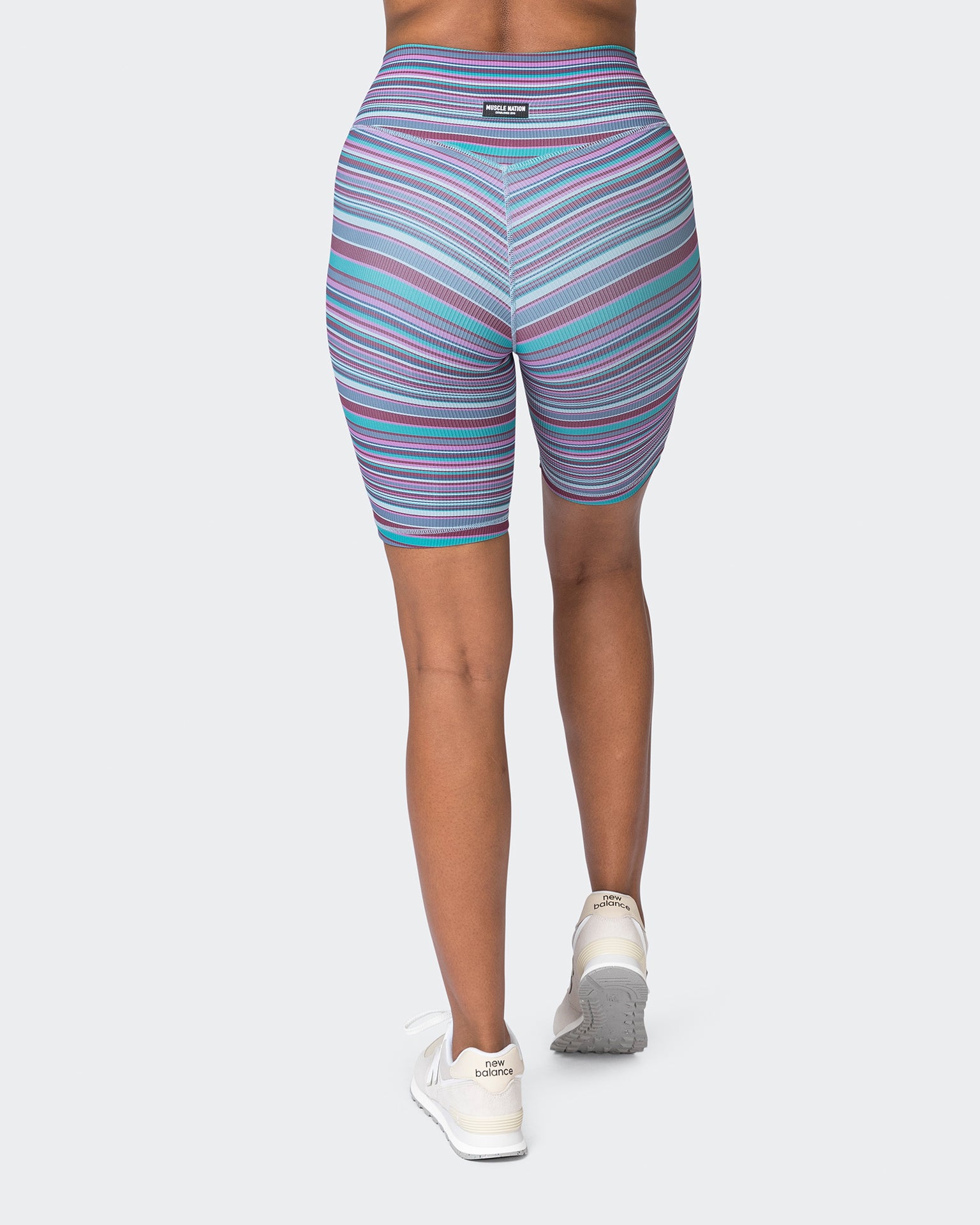 Zero Rise Rib Referee Length Shorts - Dusk Desert Stripe Print-Shorts-XXS-072333DSKDSRT-XXS-MNAPPRL26131-7-Muscle Nation