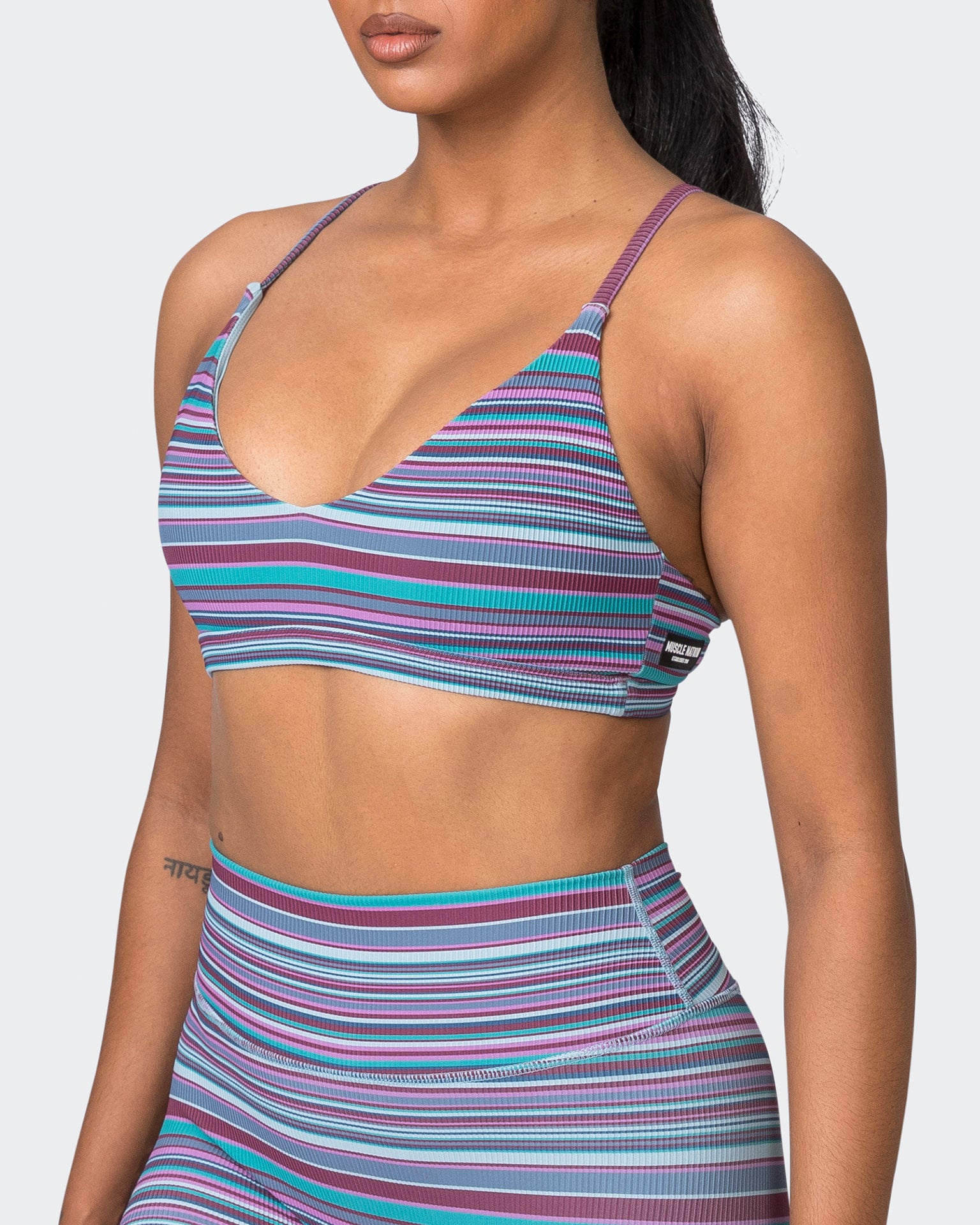 Levitate Rib Bralette - Dusk Desert Stripe Print-Bralettes-XS-072331DSKDSRT-XS-MNAPPRL26097-4-Muscle Nation