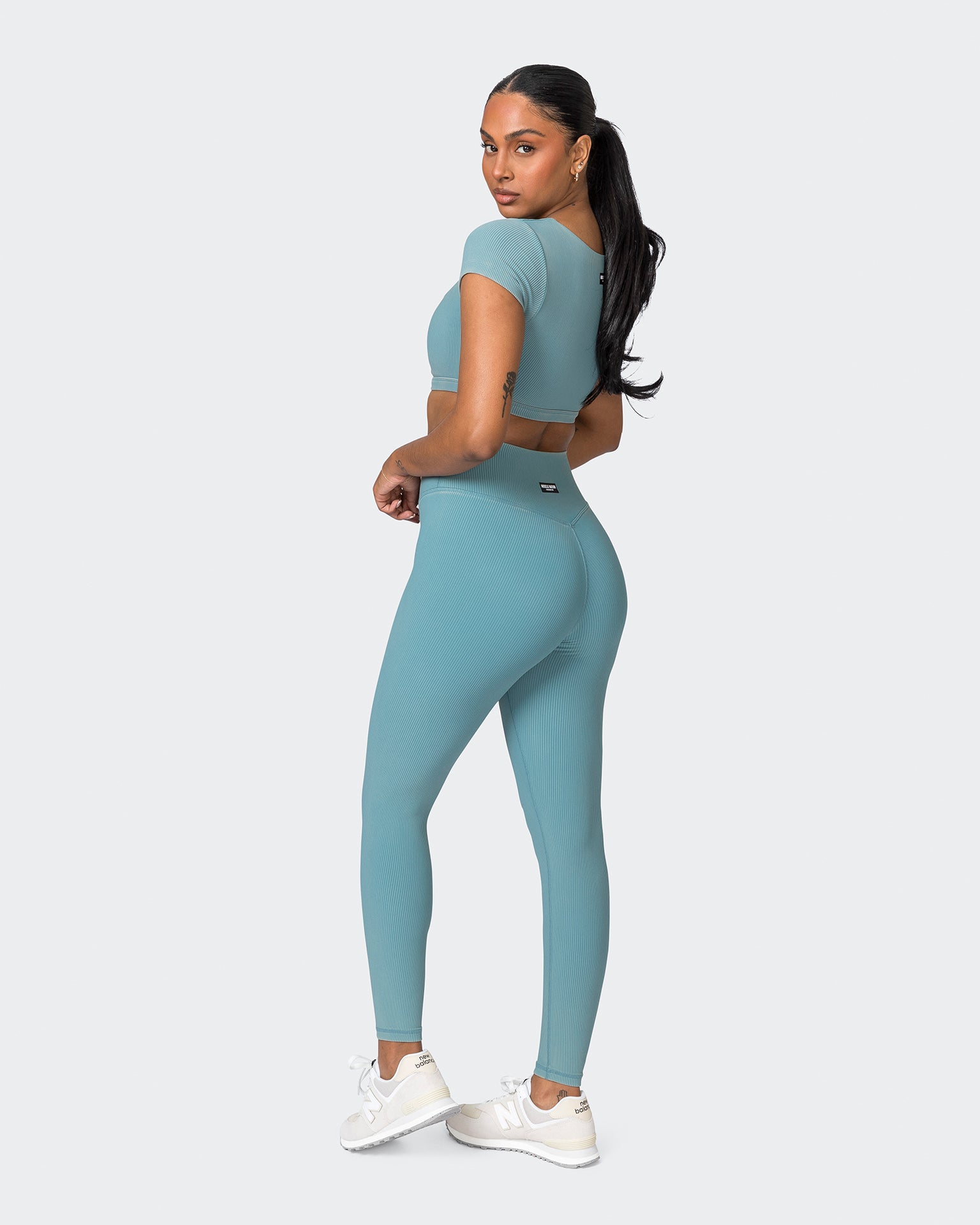 Zero Rise Vintage Rib Ankle Length Leggings - Washed Harbour-Leggings-XXS-072328WSHHRB-XXS-MNAPPRL26063-8-Muscle Nation
