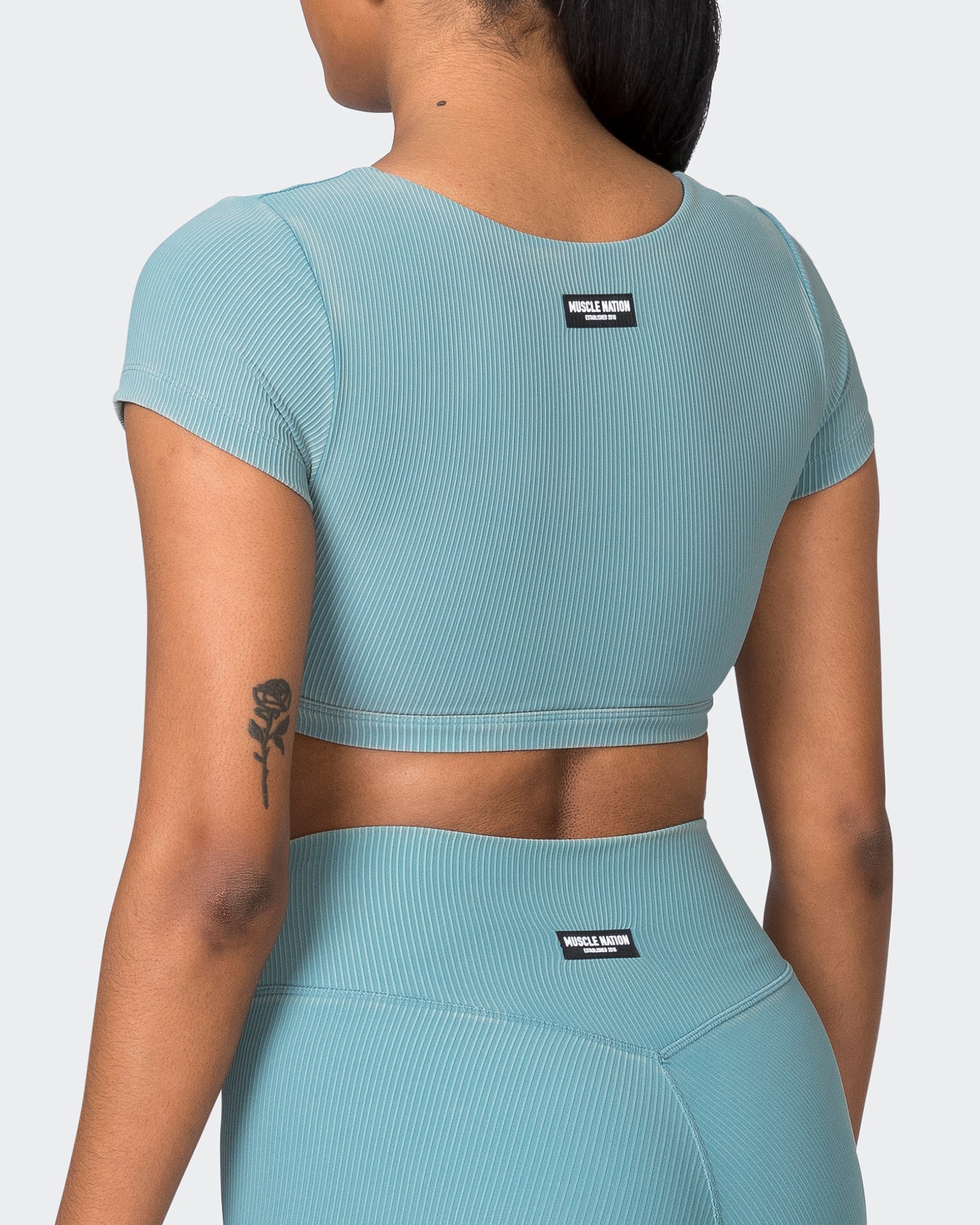 On Point Vintage Rib Bra - Washed Harbour-Sports Bras-XXS-072335WSHHRB-XXS-MNAPPRL26167-5-Muscle Nation