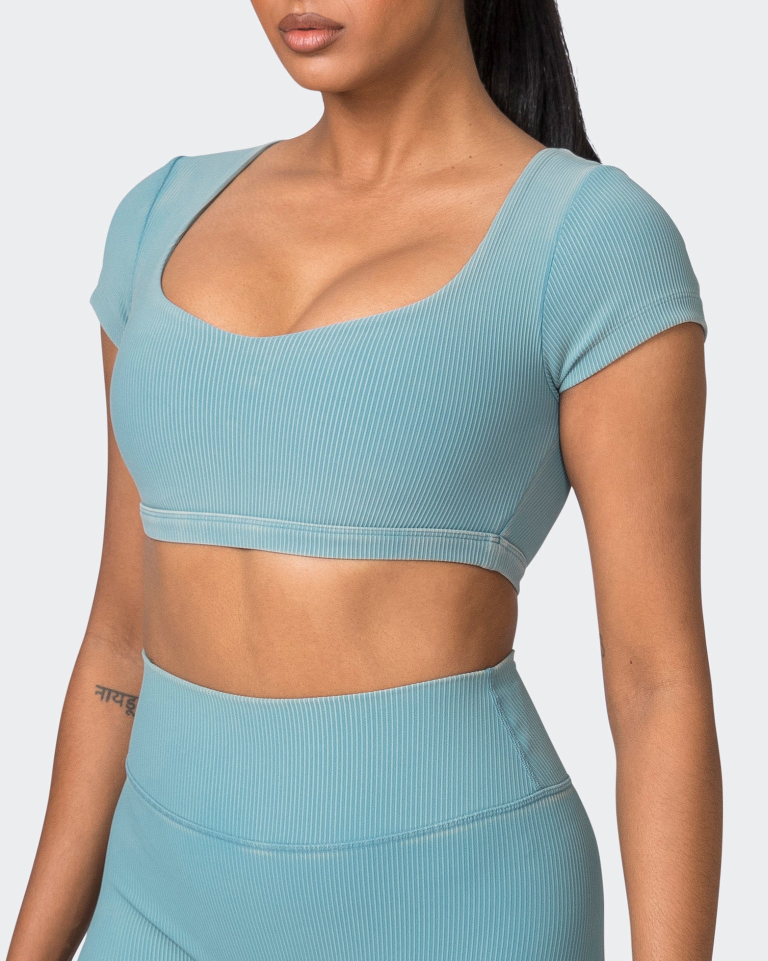 On Point Vintage Rib Bra - Washed Harbour-Sports Bras-XXS-072335WSHHRB-XXS-MNAPPRL26167-3-Muscle Nation