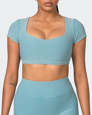 On Point Vintage Rib Bra - Washed Harbour-Sports Bras-XXS-072335WSHHRB-XXS-MNAPPRL26167-2-Muscle Nation