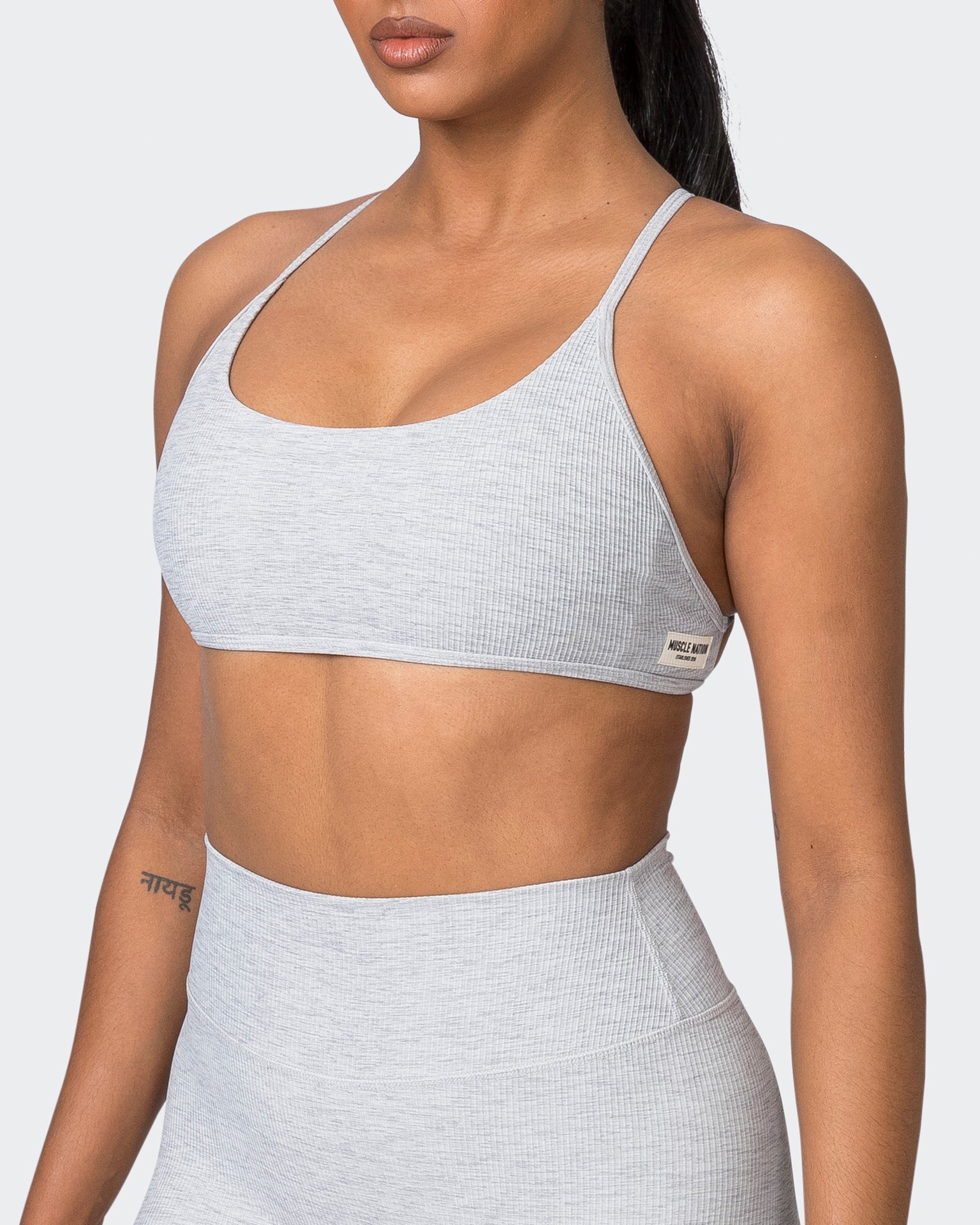 Essence Rib Bralette - Quiet Grey Marl-Bralettes-XS-072329QTGRMRL-XS-MNAPPRL26081-3-Muscle Nation