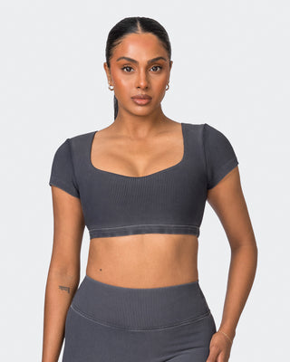 On Point Vintage Rib Bra - Washed Black-Sports Bras-XXS-072335WSHBLK-XXS-MNAPPRL26149-1-Muscle Nation