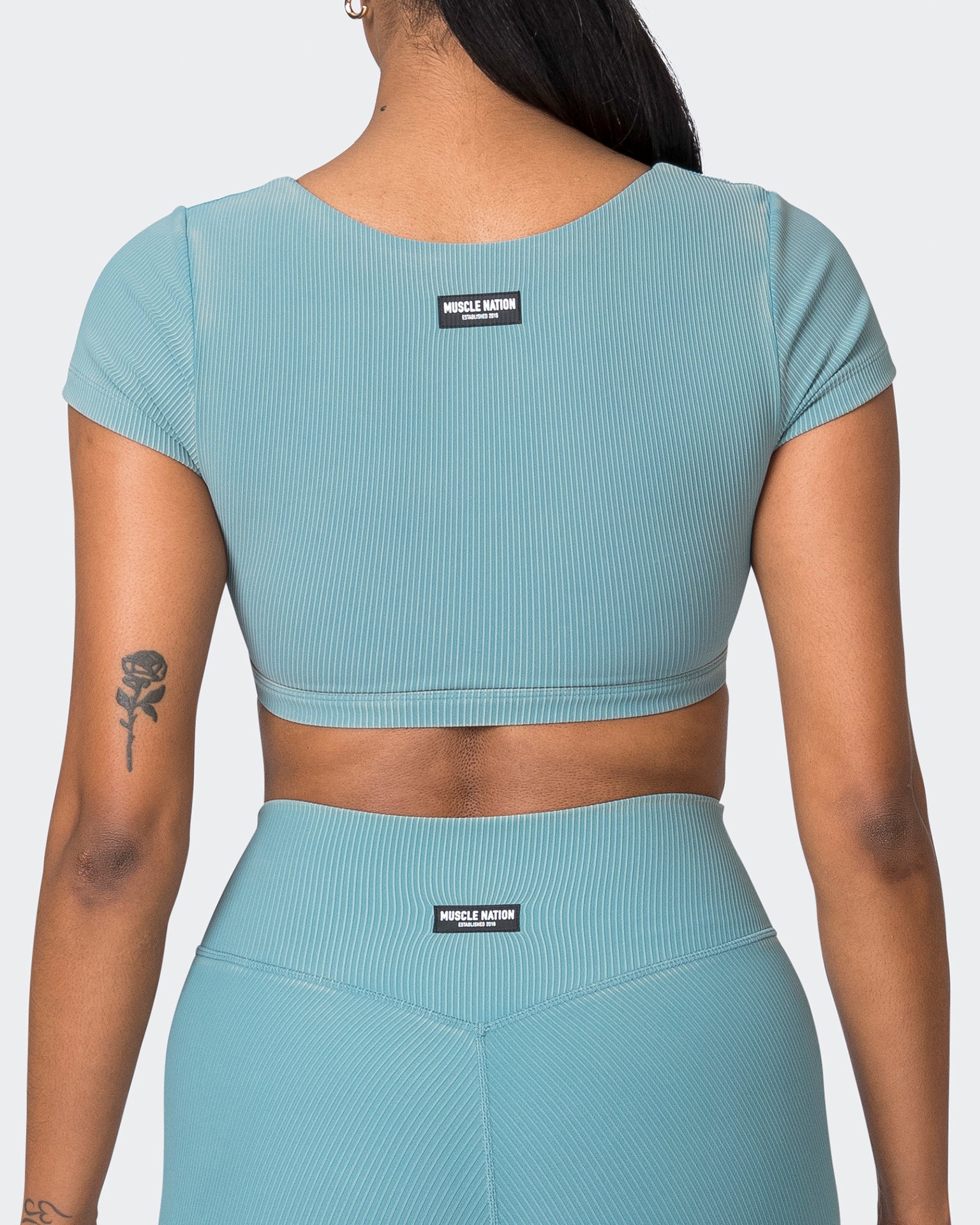 On Point Vintage Rib Bra - Washed Harbour-Sports Bras-XXS-072335WSHHRB-XXS-MNAPPRL26167-6-Muscle Nation