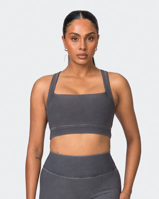 Rebound Vintage Rib Bra - Washed Black-Sports Bras-XS-072324WSHBLK-XS-MNAPPRL25909-1-Muscle Nation