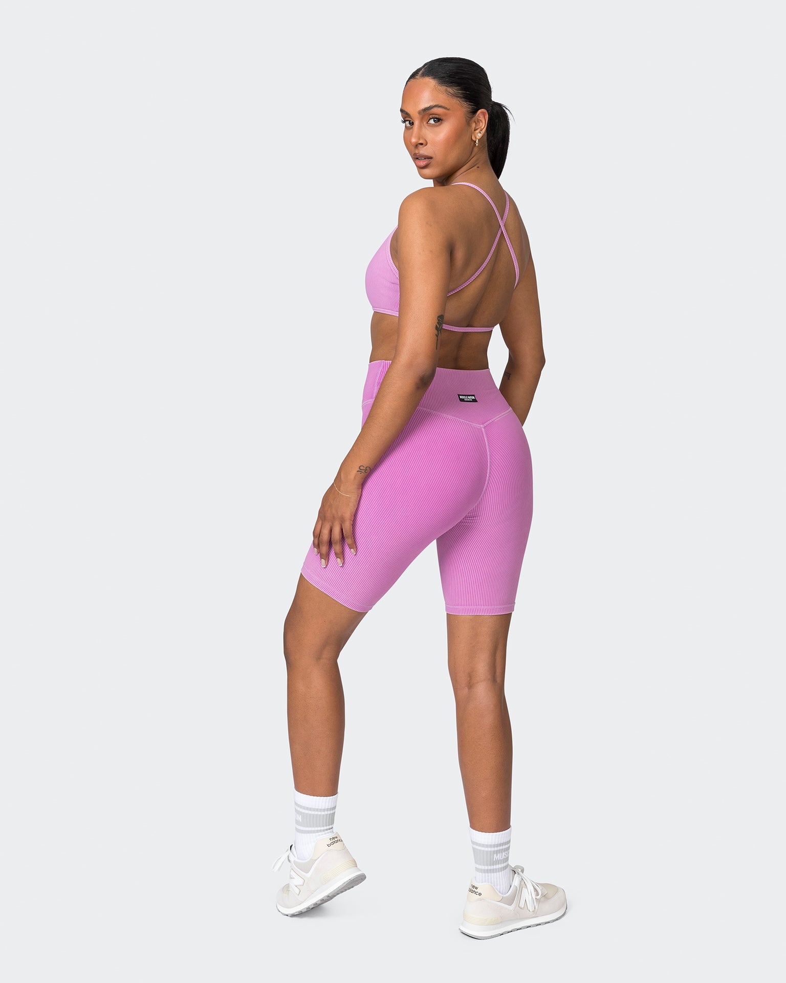 Zero Rise Vintage Rib Referee Length Shorts - Washed Dahlia-Shorts-XXS-072327WSHDHL-XXS-MNAPPRL26036-8-Muscle Nation