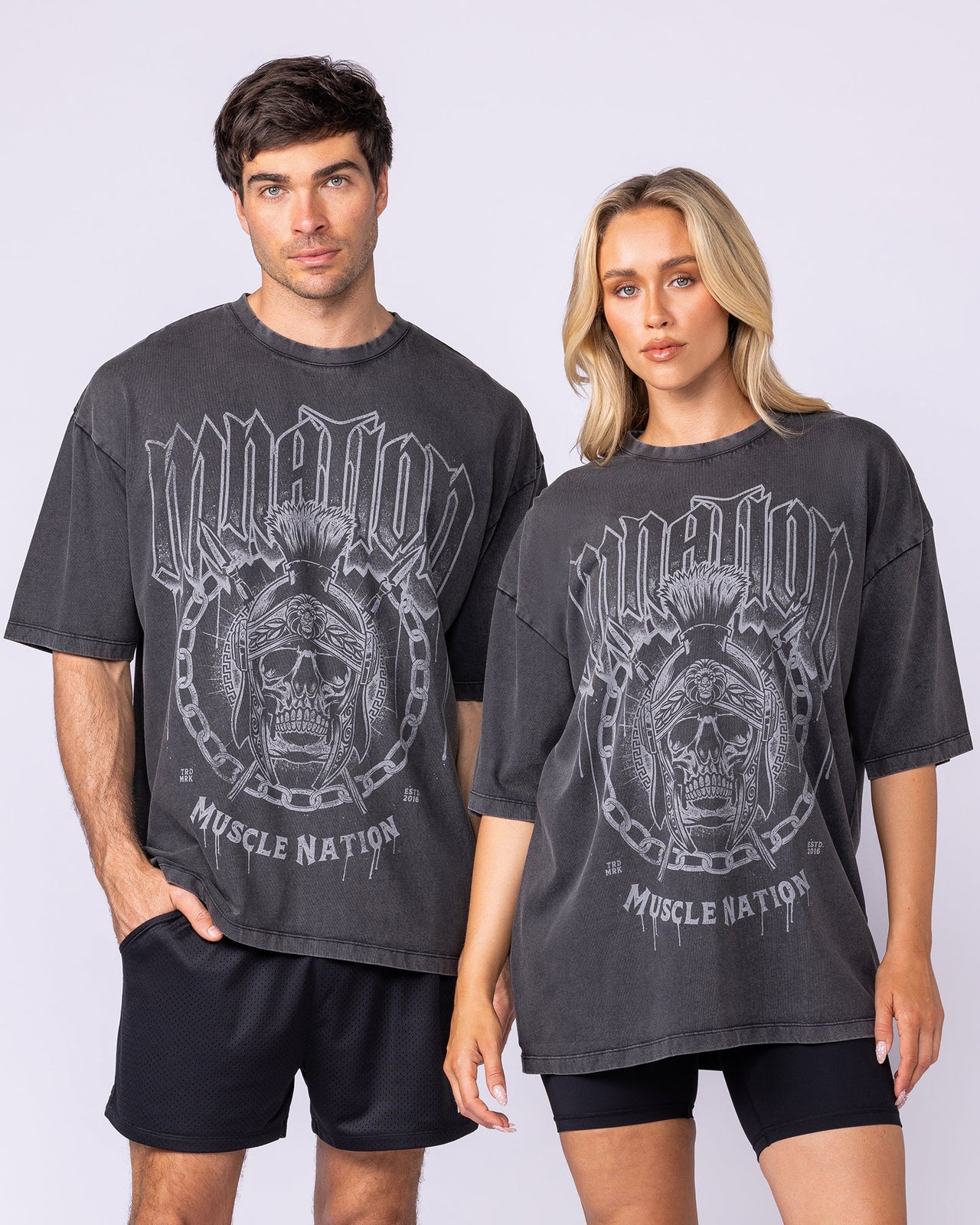 Spartan Oversized Vintage Tee Washed Black - Muscle Nation men's gym tee, view 6 | WOMENS-1