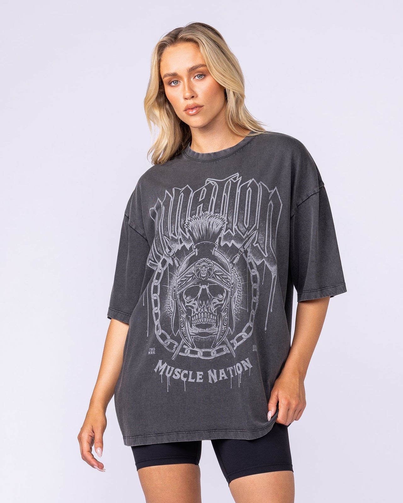 Spartan Oversized Vintage Tee Washed Black - Muscle Nation men's gym tee, view 7
