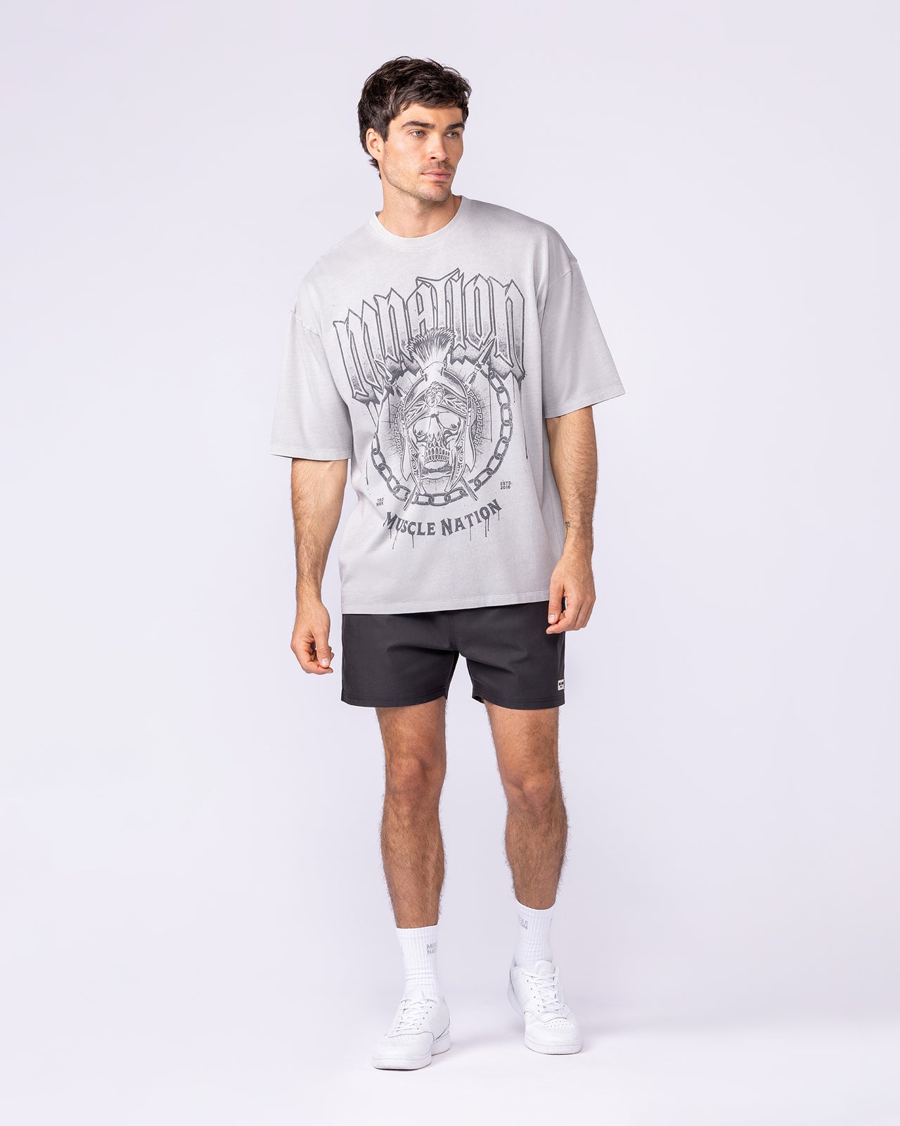 Spartan Oversized Vintage Tee - Washed Quiet Grey-T-Shirts-XS-1125182WQUTGRY-XS-MNAPPRL47729-5-Muscle Nation