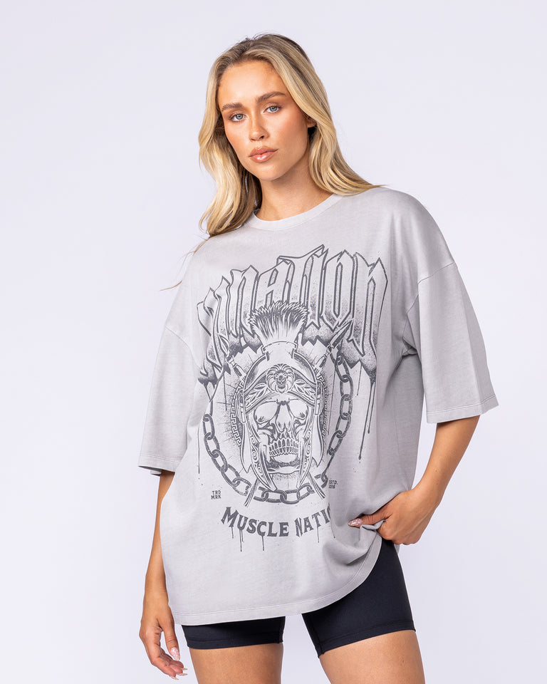 Spartan Oversized Vintage Tee - Washed Quiet Grey-T-Shirts-XS-1125182WQUTGRY-XS-MNAPPRL47729-7-Muscle Nation