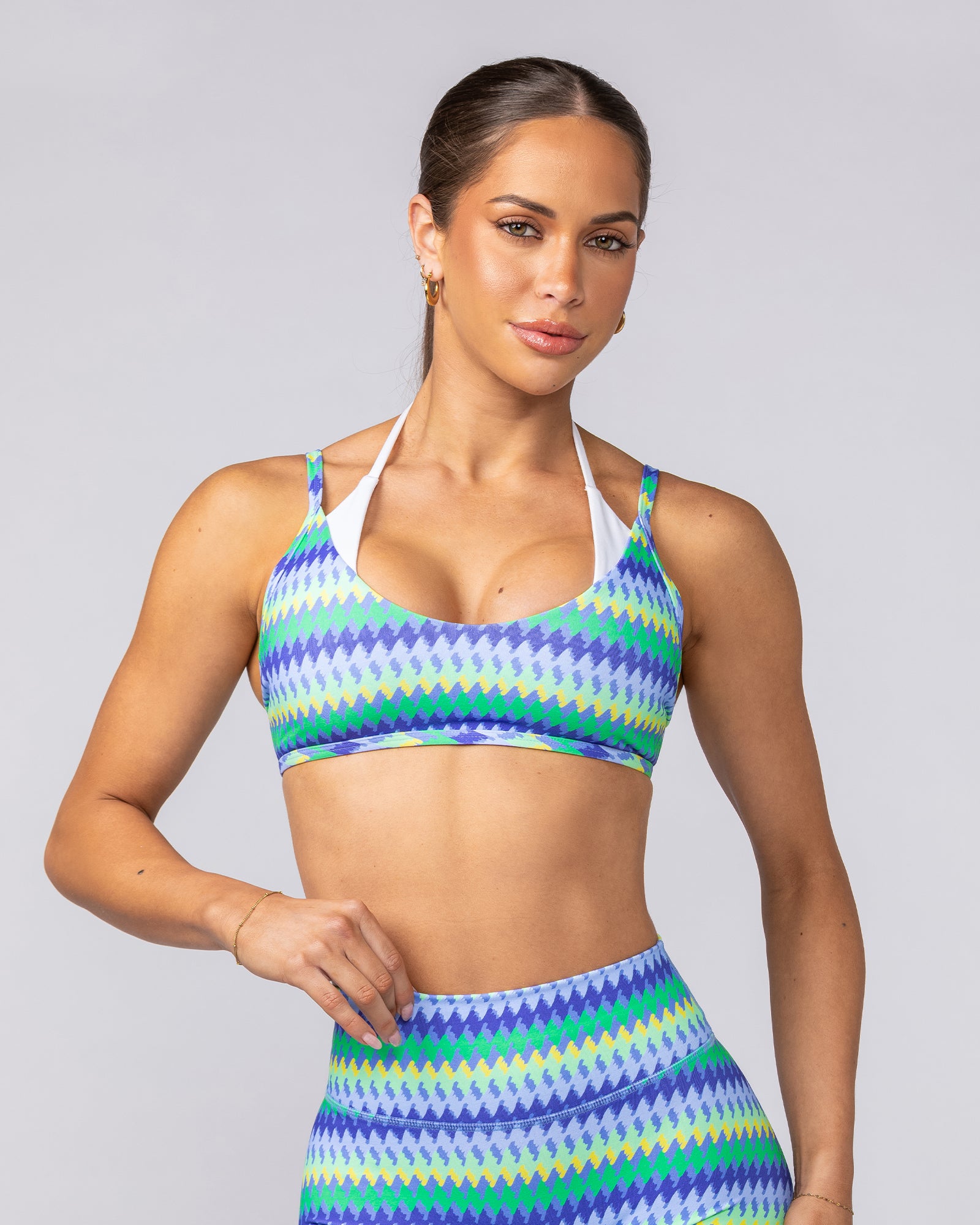 Stellar Bralette Blue Fiesta Print - Muscle Nation women's bralette