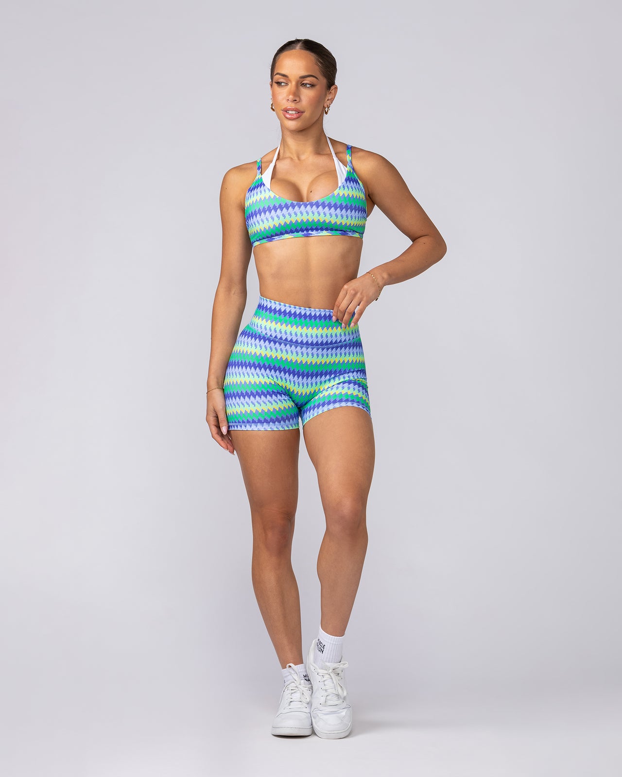 Stellar Bralette Blue Fiesta Print - Muscle Nation women's bralette, view 5