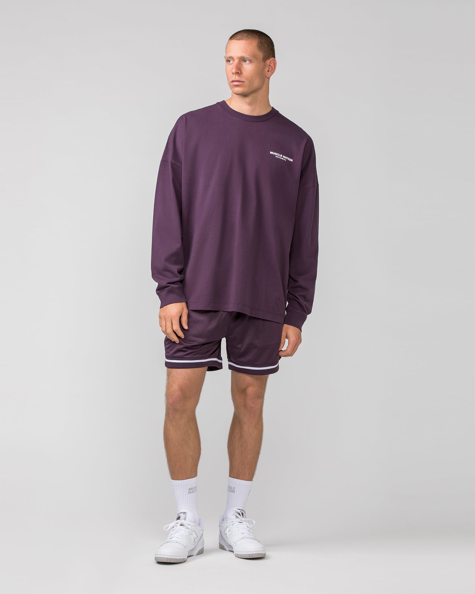 Worldwide Long Sleeve Tee - Midnight Plum-Long Sleeve T-Shirts-S-022443MIDNTPL-S-MNAPPRL30698-6-Muscle Nation