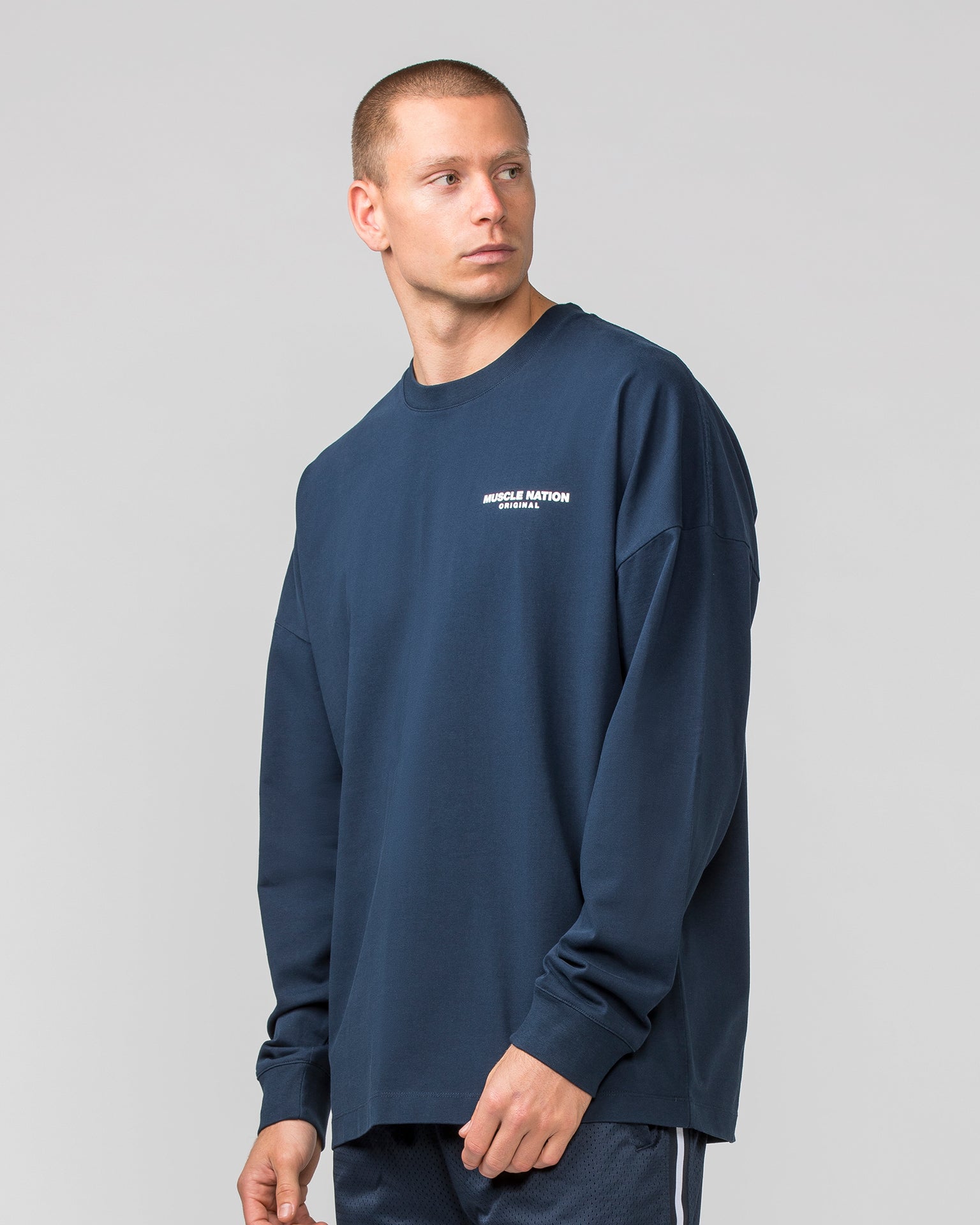 Worldwide Long Sleeve Tee - Navy-Long Sleeve T-Shirts-S-022443NAVY-S-MNAPPRL30705-3-Muscle Nation