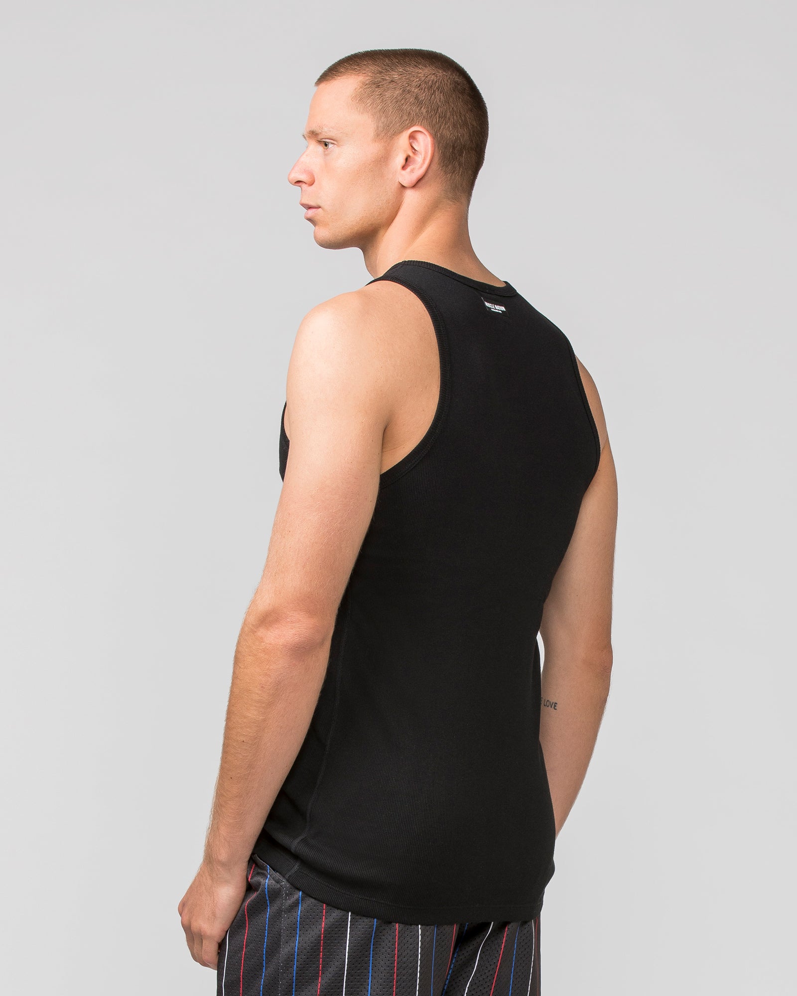 Rib Fitted Training Tank - Black