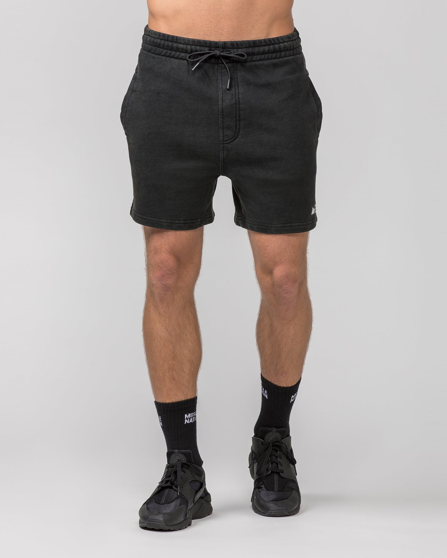 Sweat 5" Shorts - Washed Black-Shorts-S-032444WSHBLK-S-MNAPPRL30662-2-Muscle Nation