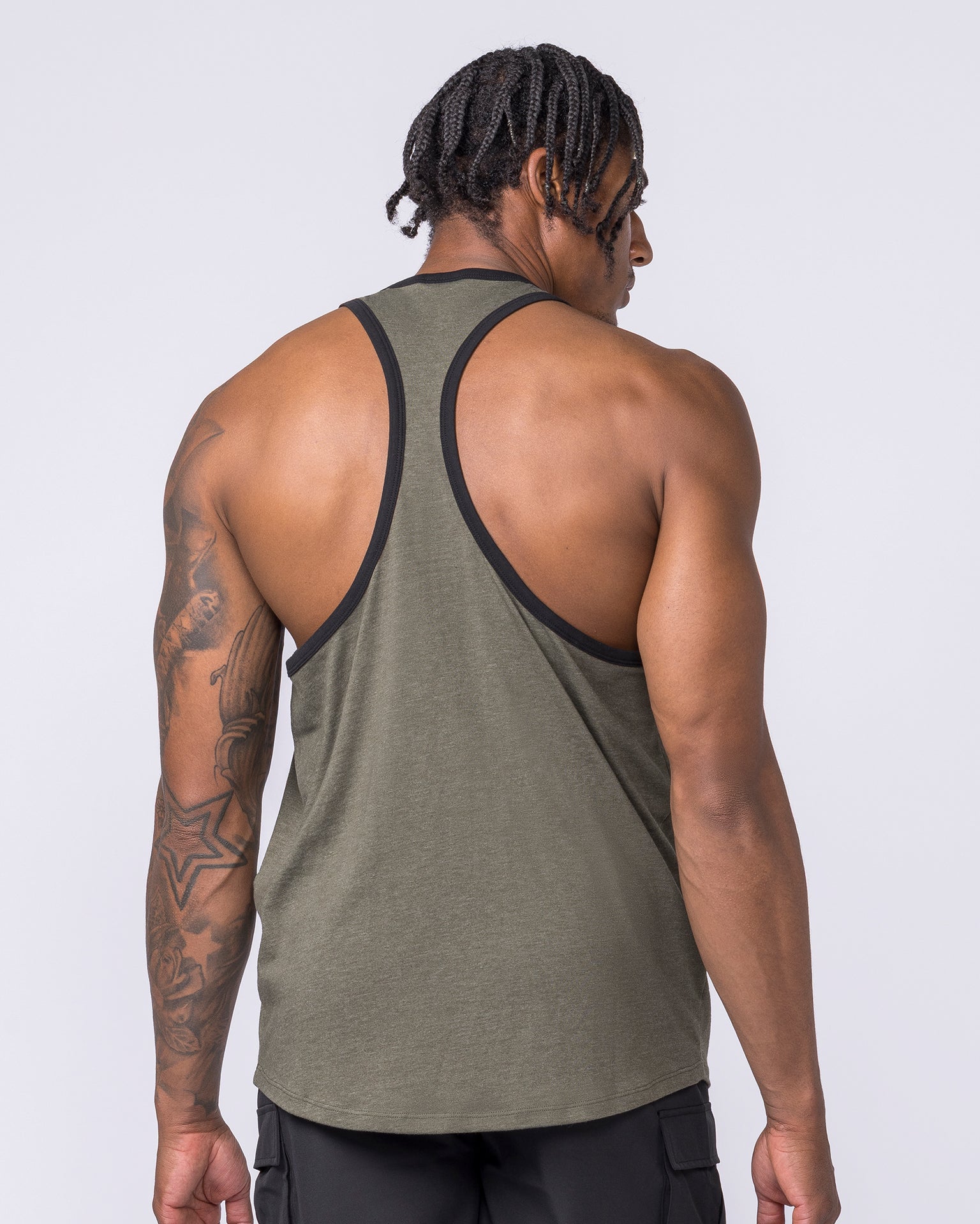 Striker Y Back Singlet - Dark Khaki Marl-Singlets & Tanks-S-112363DRKHMRL-S-MNAPPRL28237-4-Muscle Nation
