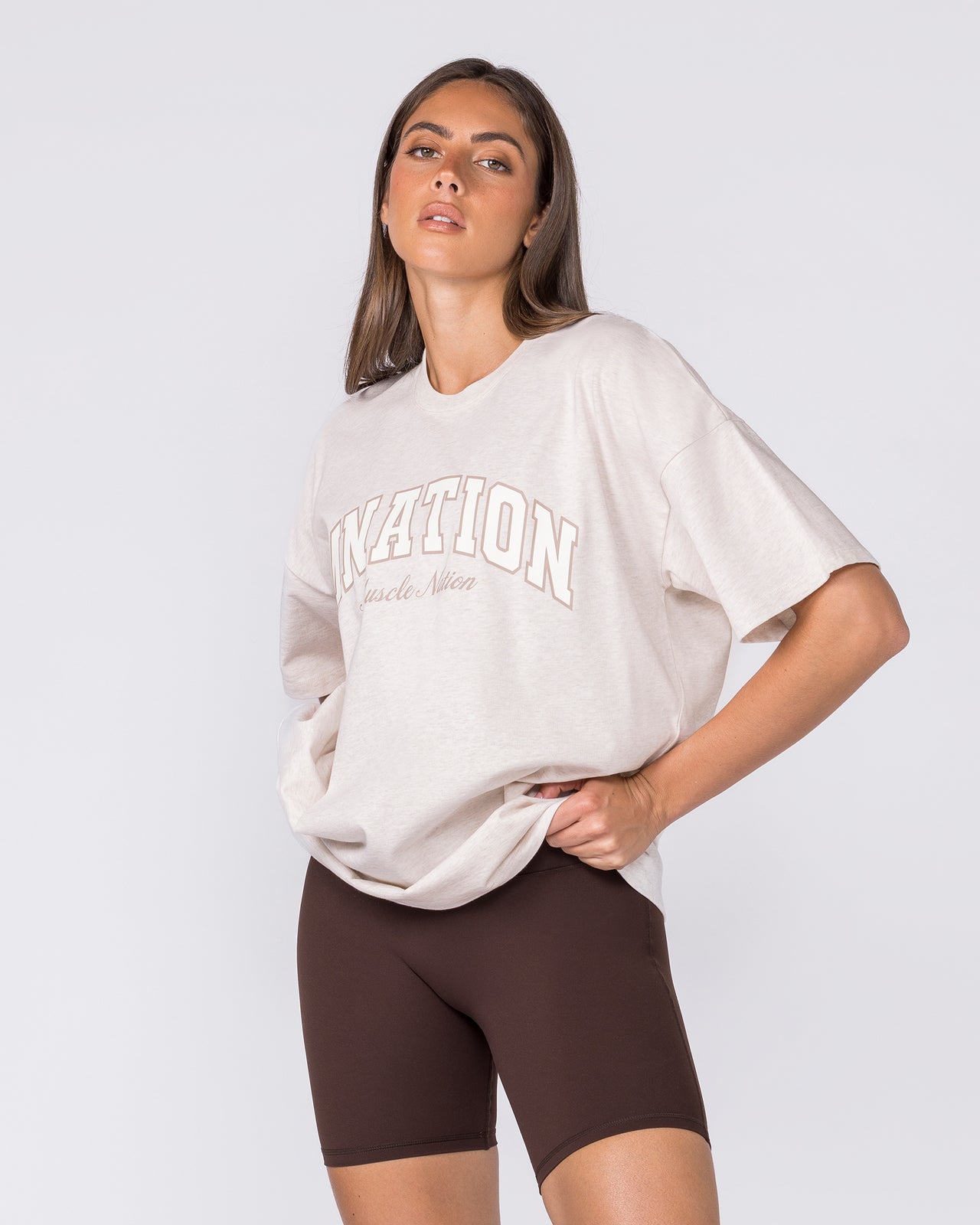 Studio Oversized Tee - Dew Marl-T-Shirts-XXS-032616DEWMRL-XXS-MNAPPRL49404-4-Muscle Nation