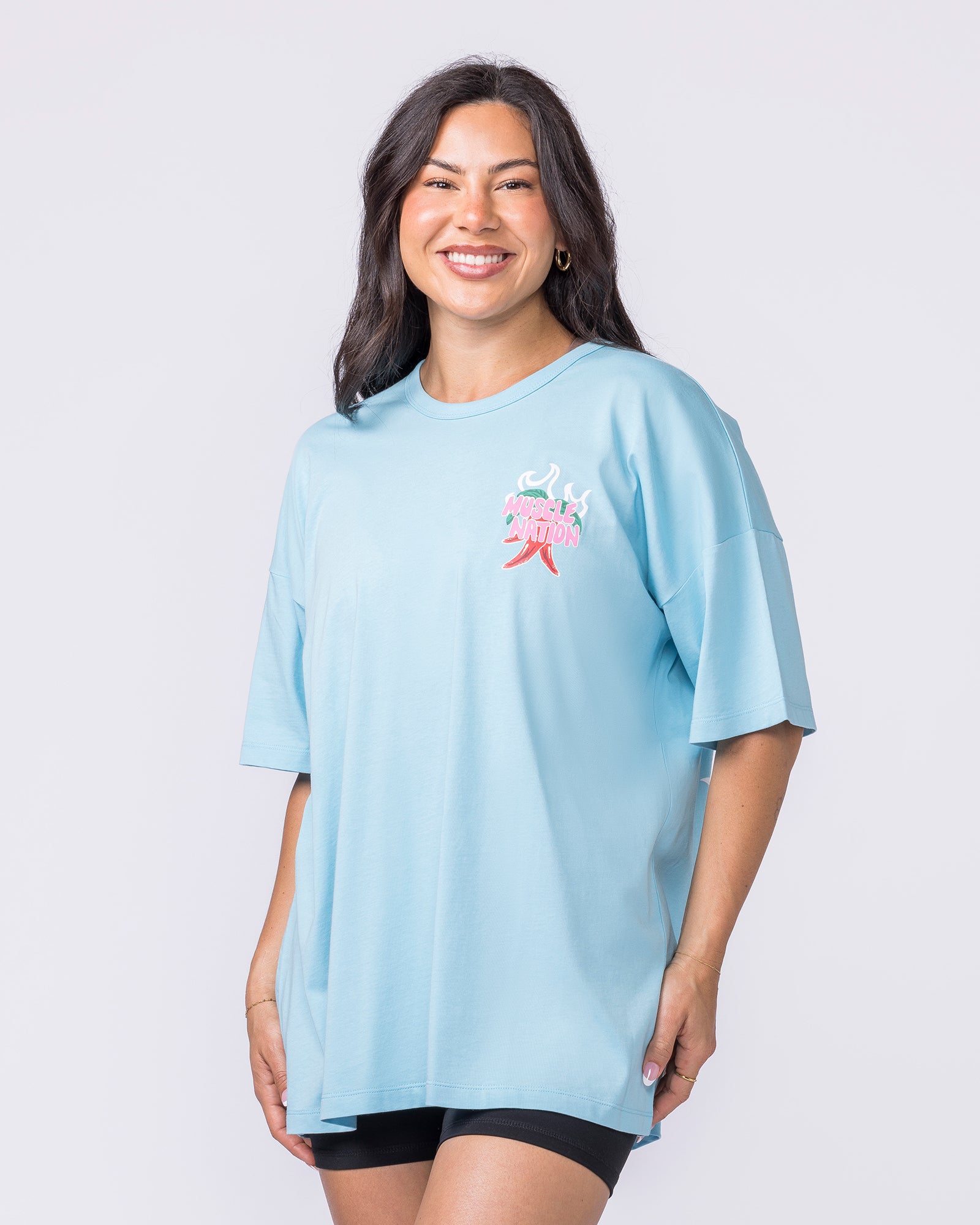 Super Hot Oversized Tee - Lagoon-T-Shirts-XXS-012623LGN-XXS-MNAPPRL48823-4-Muscle Nation