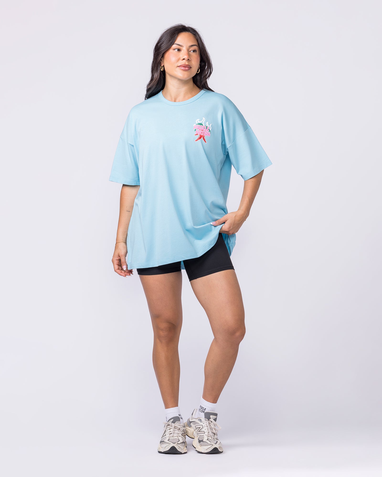 Super Hot Oversized Tee - Lagoon-T-Shirts-XXS-012623LGN-XXS-MNAPPRL48823-6-Muscle Nation