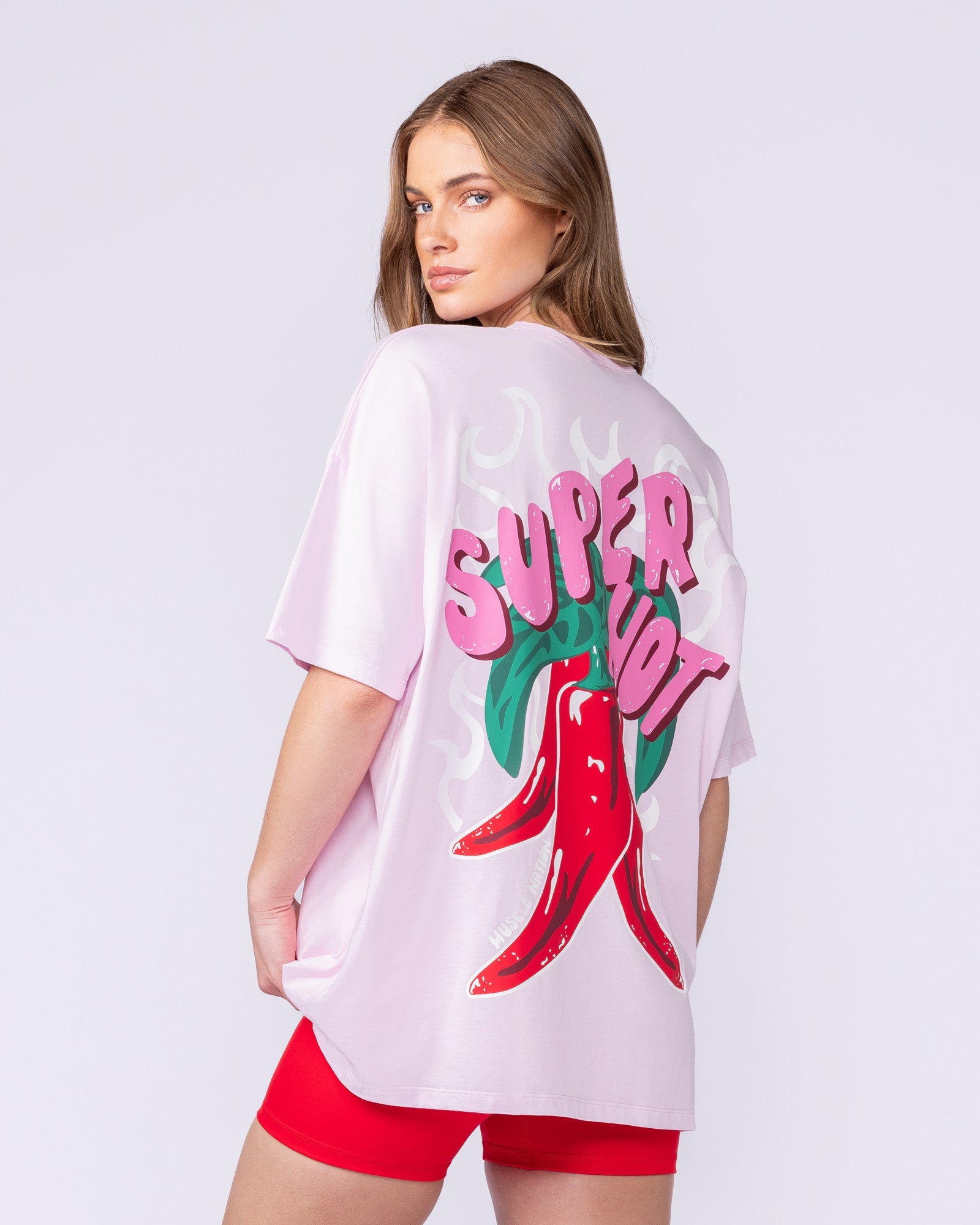 Super Hot Oversized Tee - Pink Lady-T-Shirts-XXS-112543PKLY-XXS-MNAPPRL46619-3-Muscle Nation