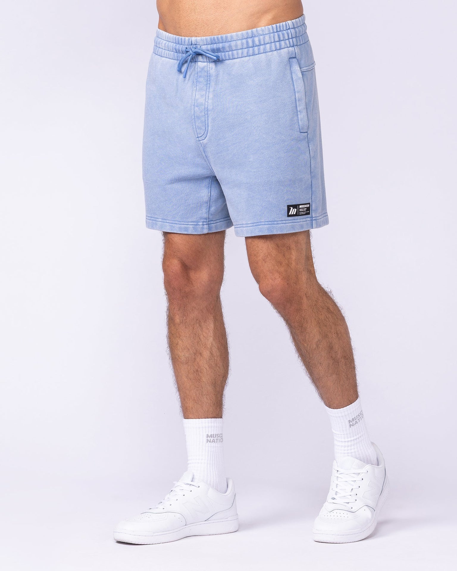Sweat 5" Shorts - Washed Pacific-Shorts-S-1125162WPCF-S-MNAPPRL47828-4-Muscle Nation