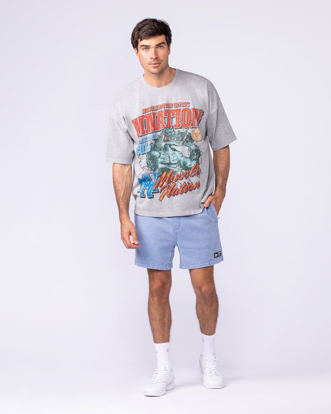 Sweat 5" Shorts - Washed Pacific-Shorts-S-1125162WPCF-S-MNAPPRL47828-6-Muscle Nation