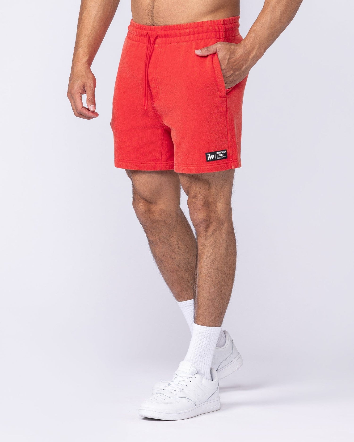 Sweat 5" Shorts Washed Red - Muscle Nation men's sweat shorts