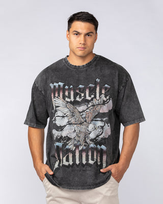 Take Flight Vintage Oversized Tee - Washed Black-T-Shirts-XS-082535WSHBLK-XS-MNAPPRL43993-1-Muscle Nation