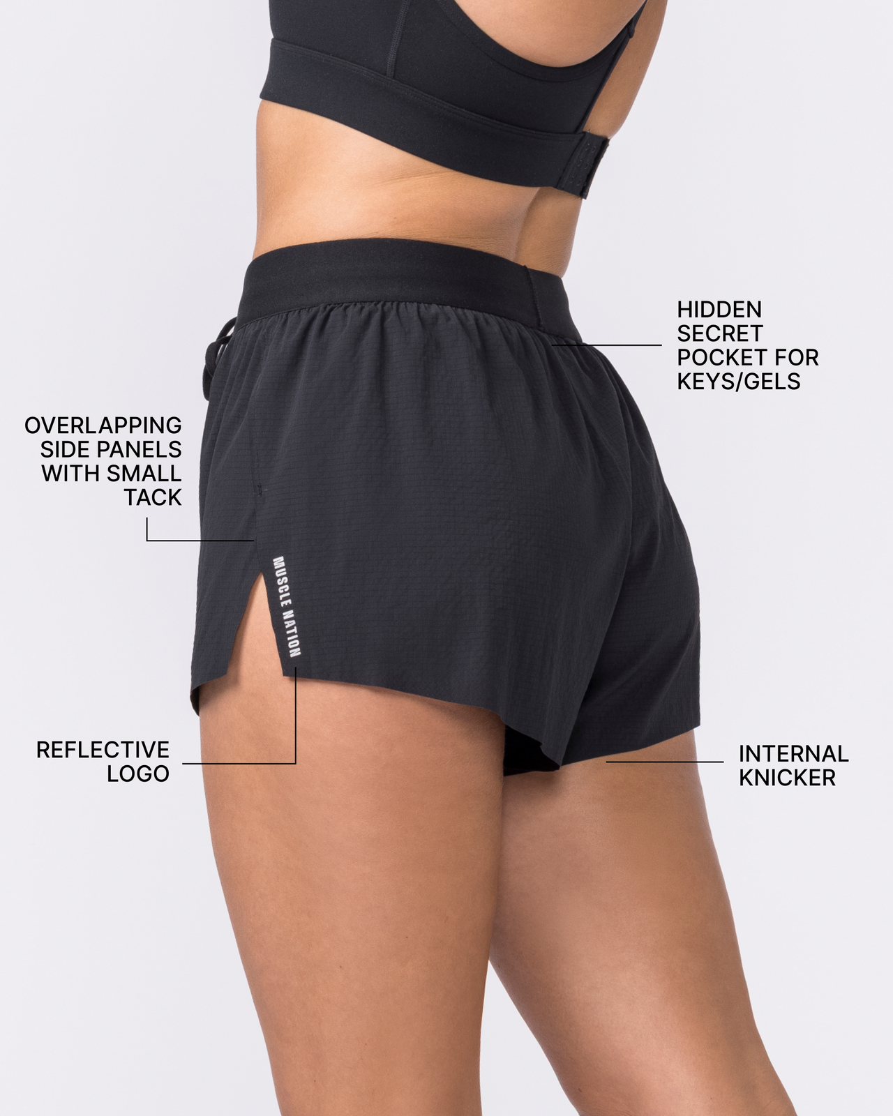 Tempo 3" Run Shorts - Black-Shorts-XXS-032650BLK-XXS-MNAPPRL49350-3-Muscle Nation