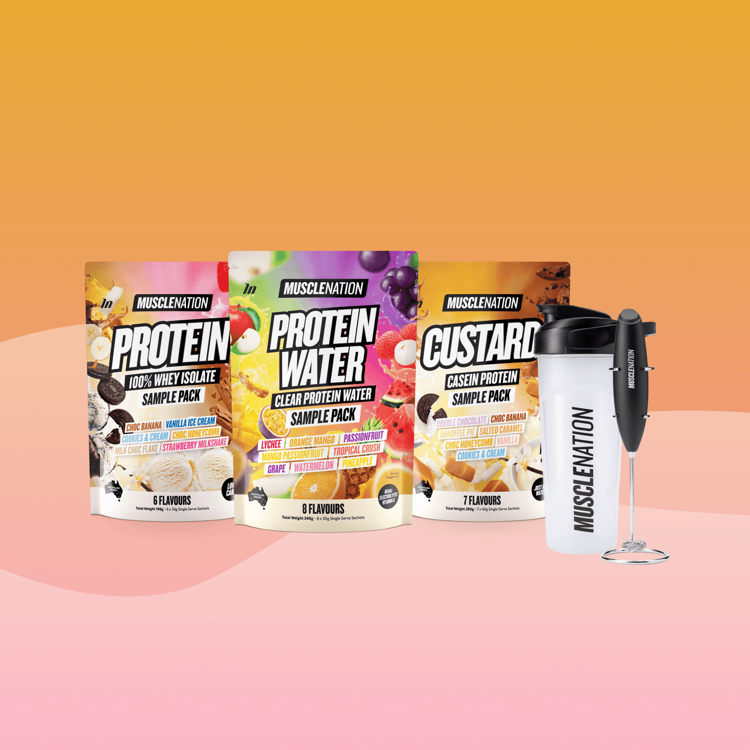 The Protein Sample Pack-Bundle-Clear / Black-1-Muscle Nation
