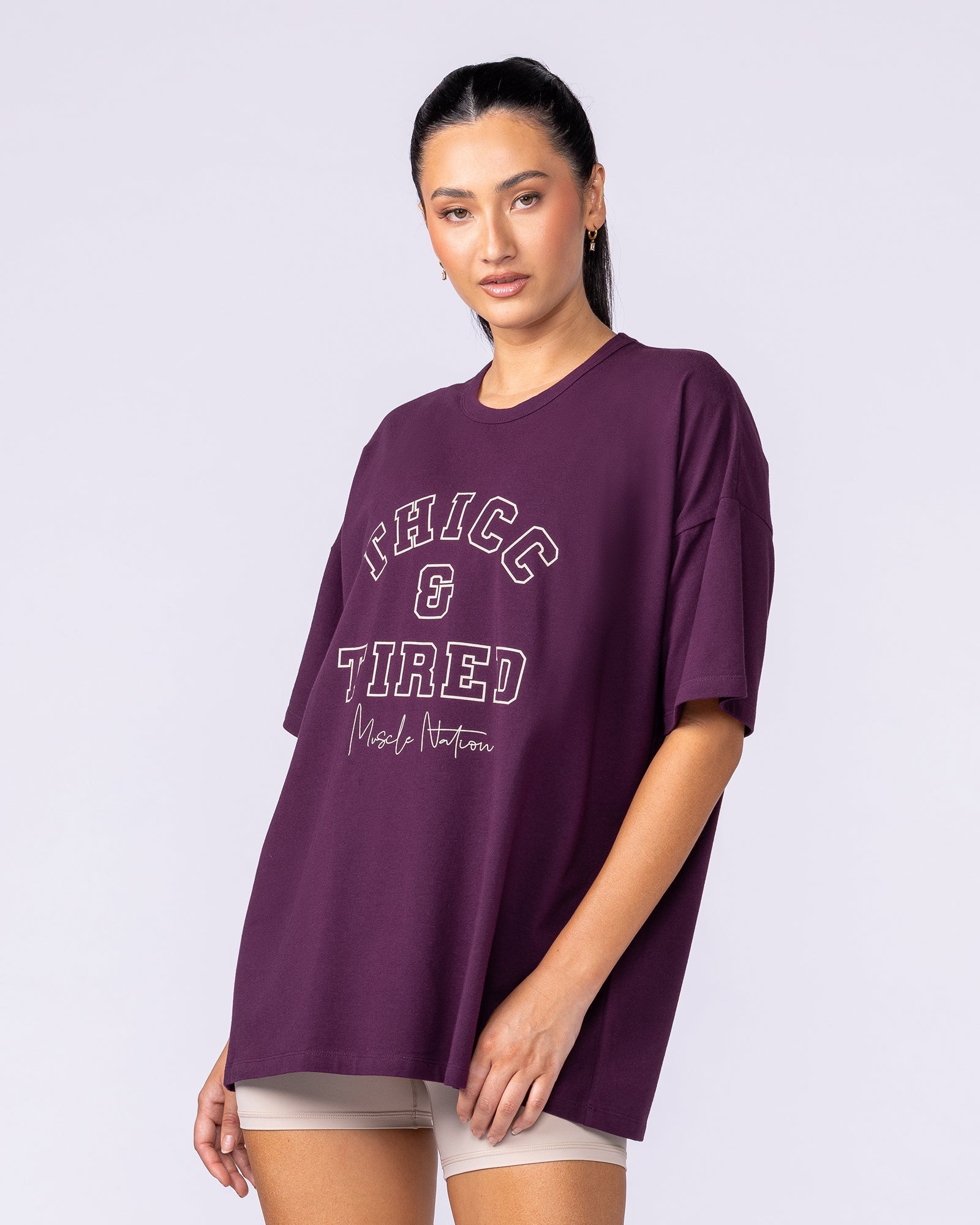 Thicc Oversized Tee - Cranberry-T-Shirts-XXS-112541CBRY-XXS-MNAPPRL46628-4-Muscle Nation