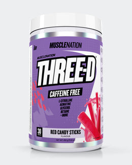 THREE D Pre Workout Pump Caffeine Free - Red Candy Sticks - 30 serves