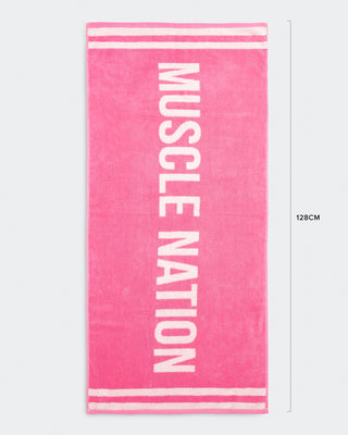 Gym Towel - Hollywood Pink/ White-Accessories-Hollywood Pink/ White-ACC1124144HWPKWHT-ONE-MNAPPRL32745-1-Muscle Nation
