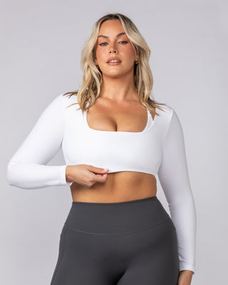 Ultimate Long Sleeve Top - White-Tops-XXS-062510WHT-XXS-MNAPPRL42822-1-Muscle Nation