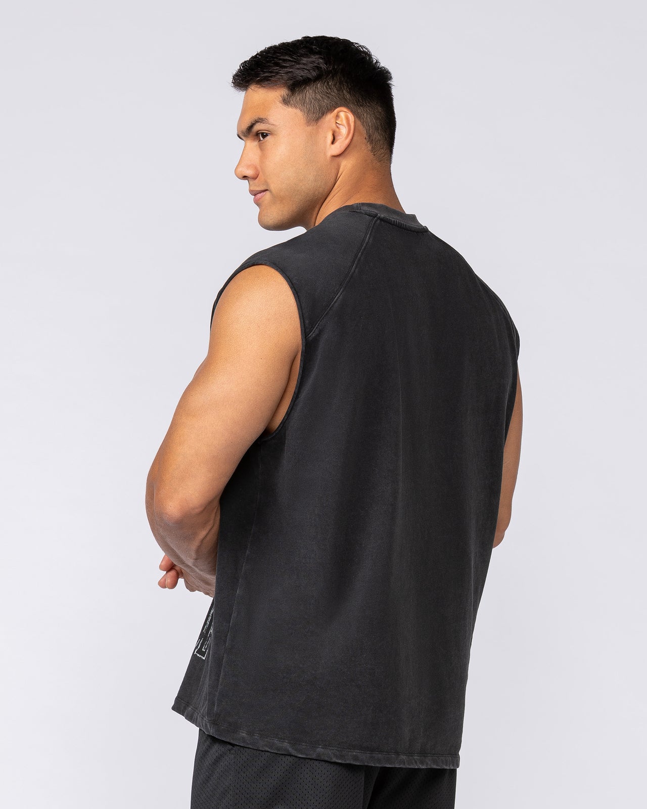 Unleashed Oversized Vintage Boxy Muscle Tank Washed Black - Muscle Nation men's muscle tank, view 3