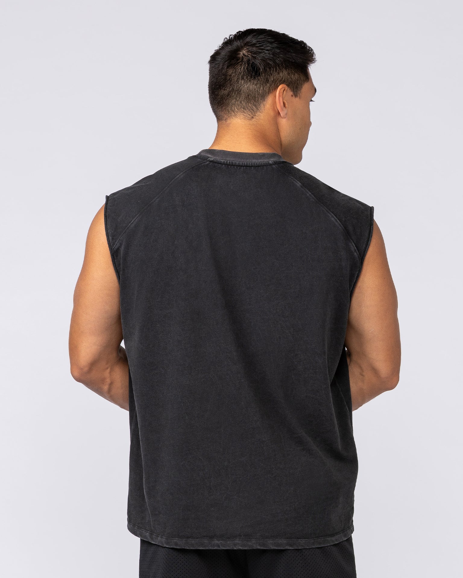 Unleashed Oversized Vintage Boxy Muscle Tank Washed Black - Muscle Nation men's muscle tank, view 4