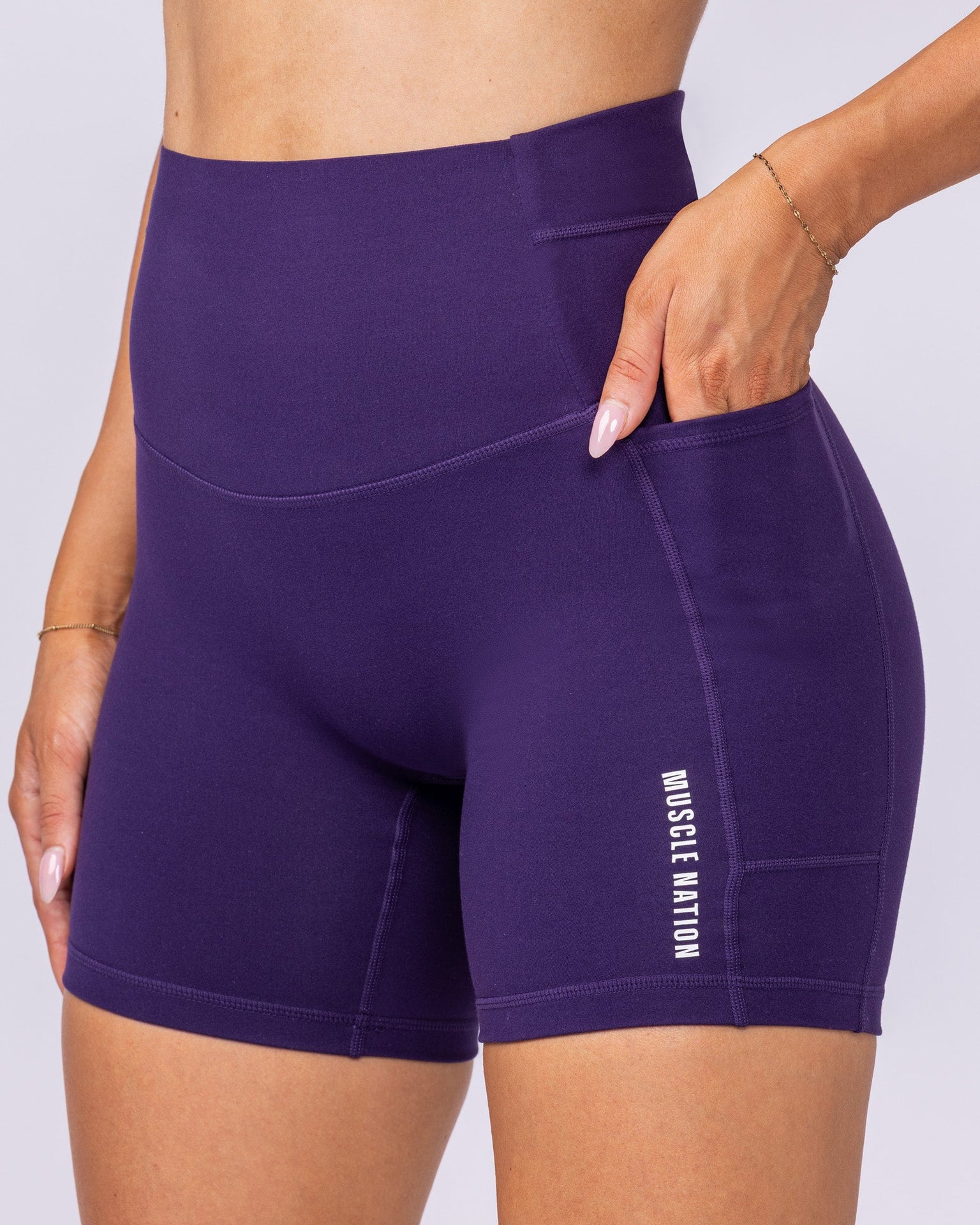 Unrivalled Everyday Pocket Bike Shorts - Dark Purple-Shorts-XXS-092502DRKPUR-XXS-MNAPPRL44447-4-Muscle Nation