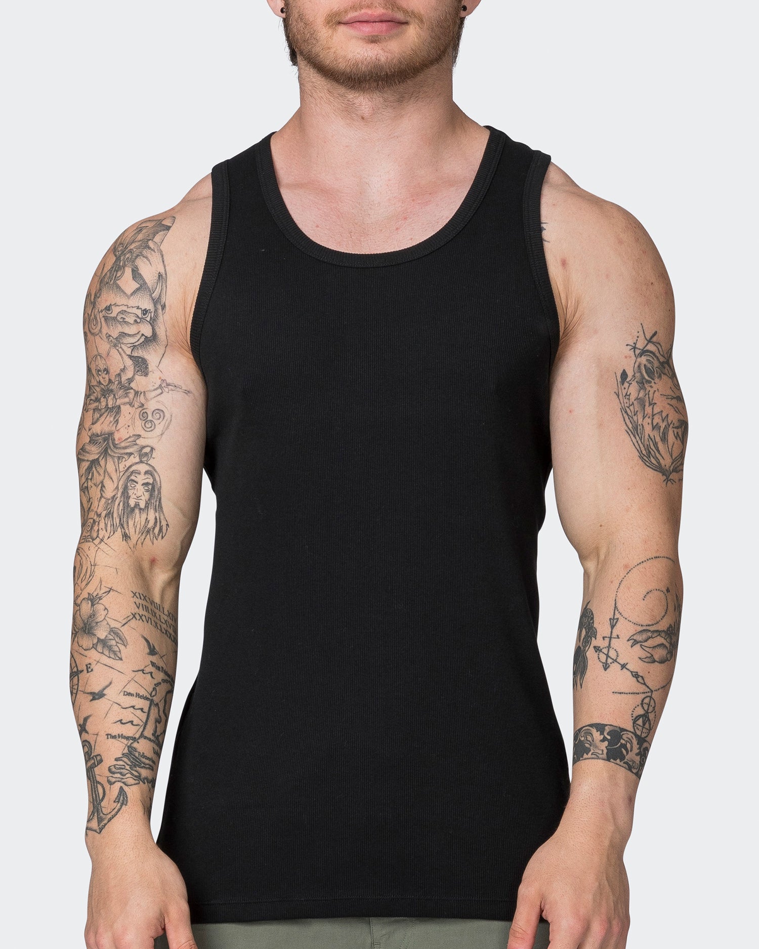 Classic Rib Fitted Training Tank - Black - Muscle Nation