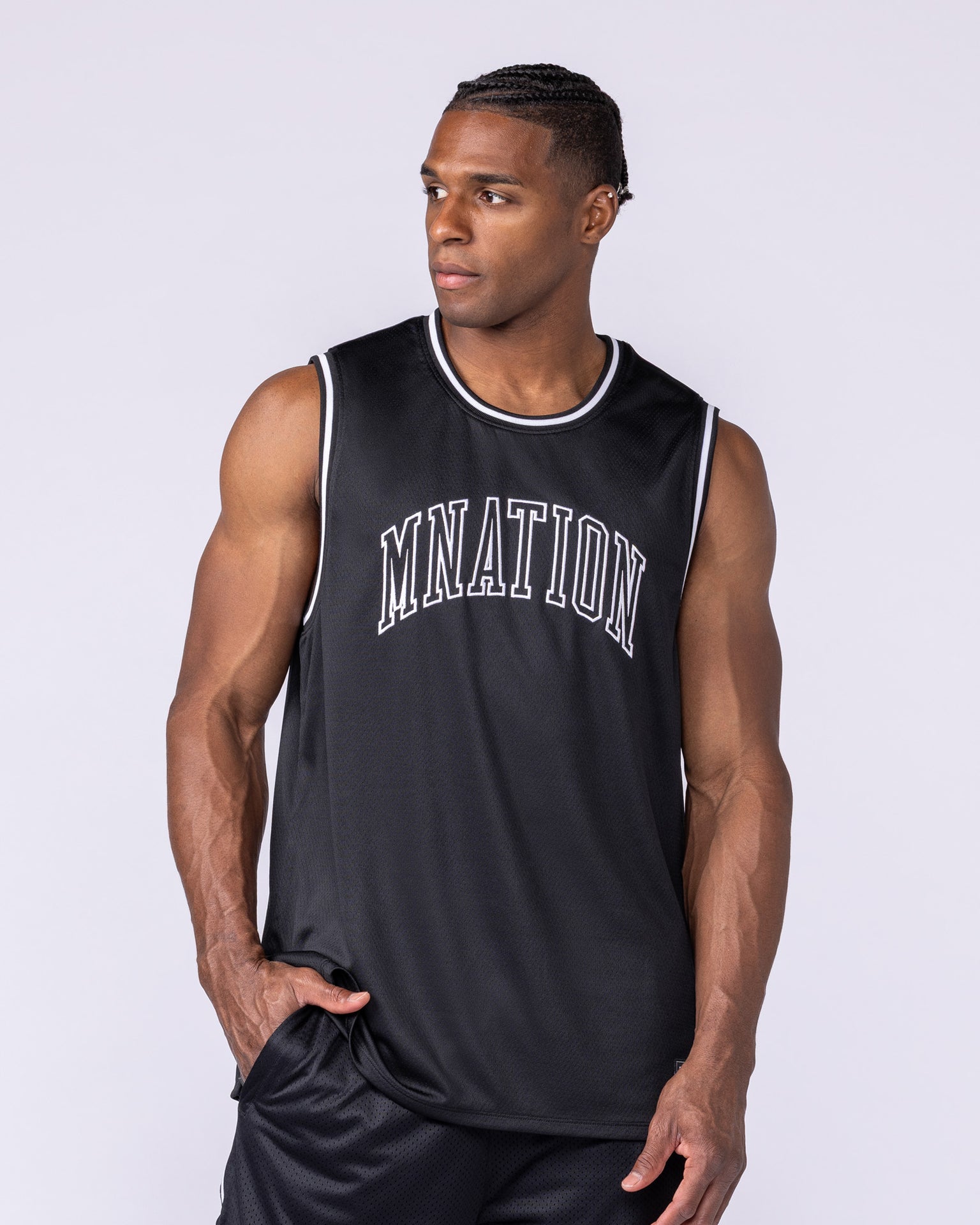 Varsity Basketball Jersey - Black-Singlets & Tanks-S-112564BLK-S-MNAPPRL47132-1-Muscle Nation