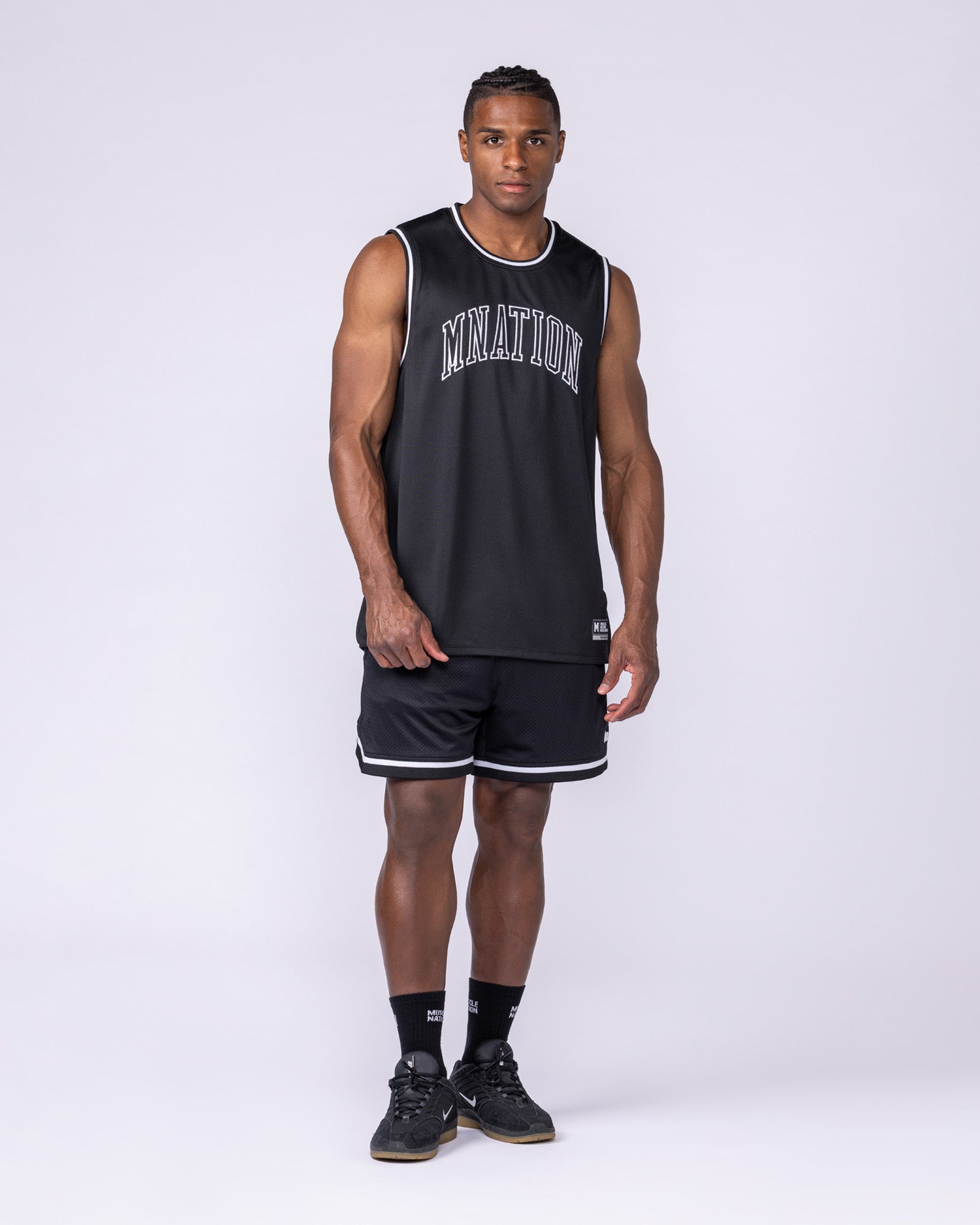 Varsity Basketball Jersey - Black-Singlets & Tanks-S-112564BLK-S-MNAPPRL47132-5-Muscle Nation