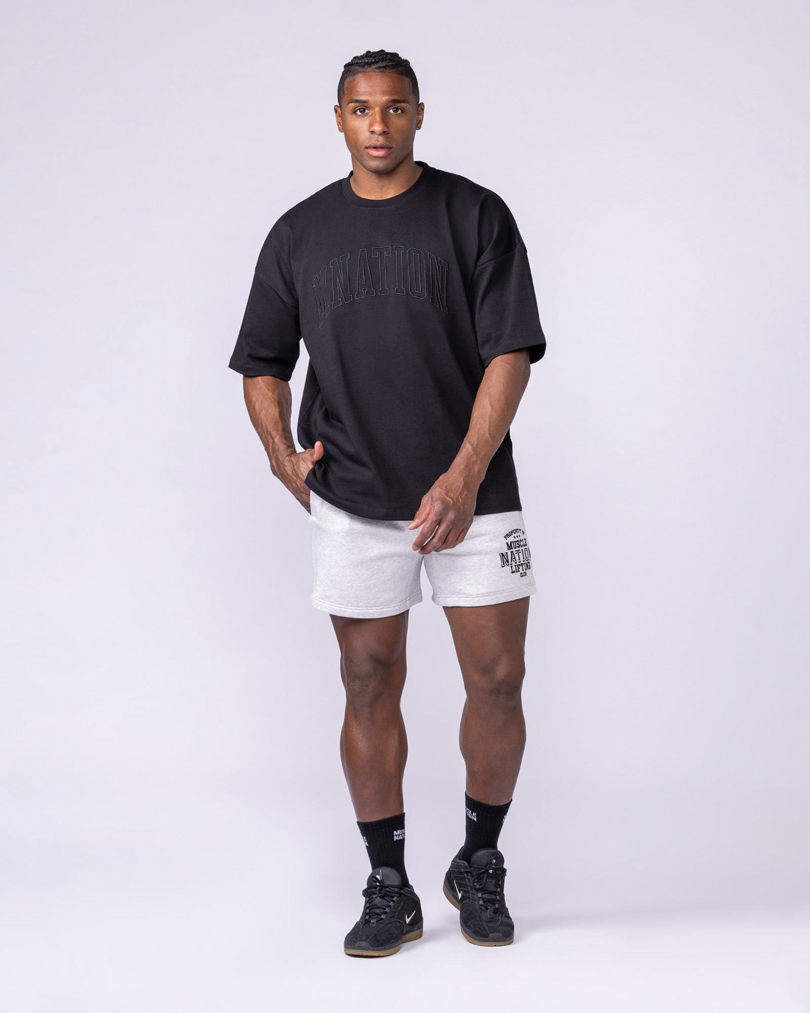 Varsity Oversized Boxy Tee - Black-T-Shirts-XS-112566BLK-XS-MNAPPRL47155-5-Muscle Nation