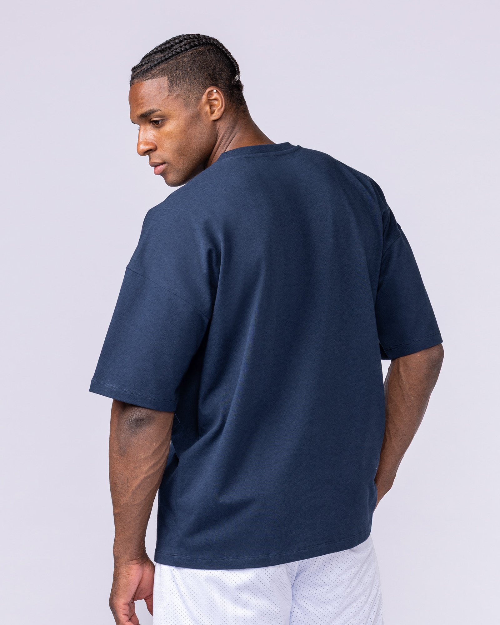 Varsity Oversized Boxy Tee - Navy-T-Shirts-XS-112566NAVY-XS-MNAPPRL47147-3-Muscle Nation